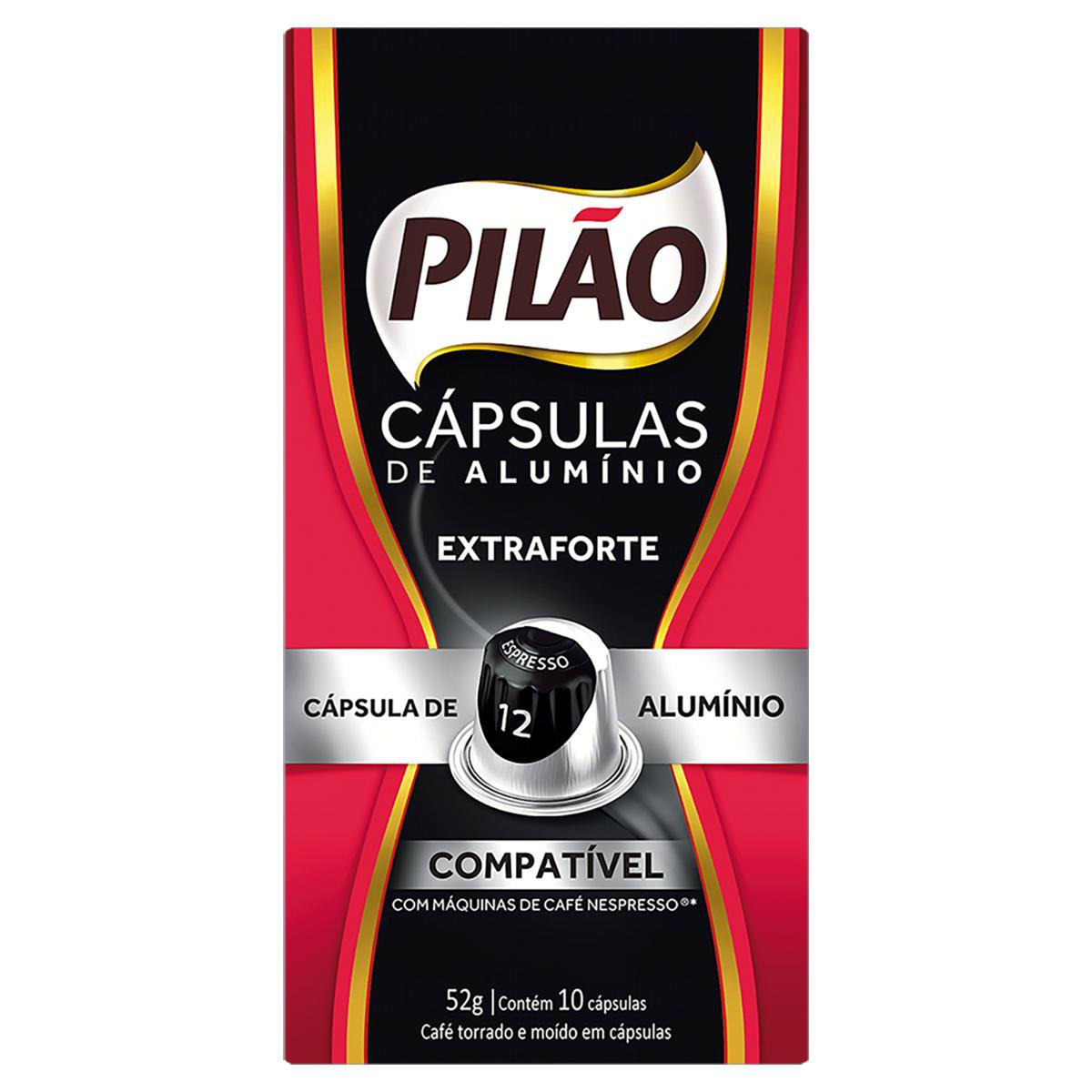 Café em Cápsula Torrado e Moído Espresso Extraforte Pilão 52g 10 Unidades