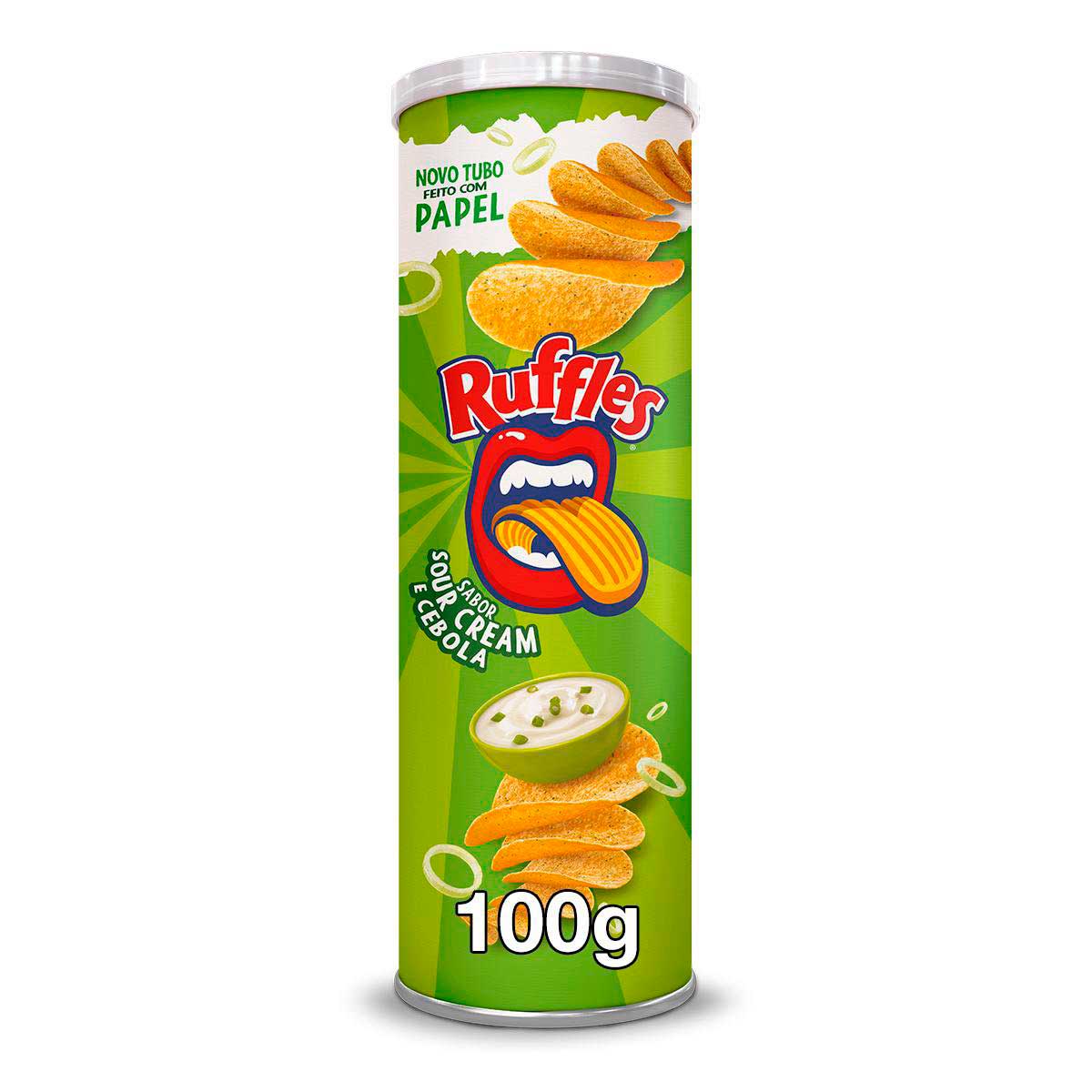 Salgadinho à Base de Batata Sour Cream e Cebola Ruffles Tira Onda Elma Chips Tubo 100g
