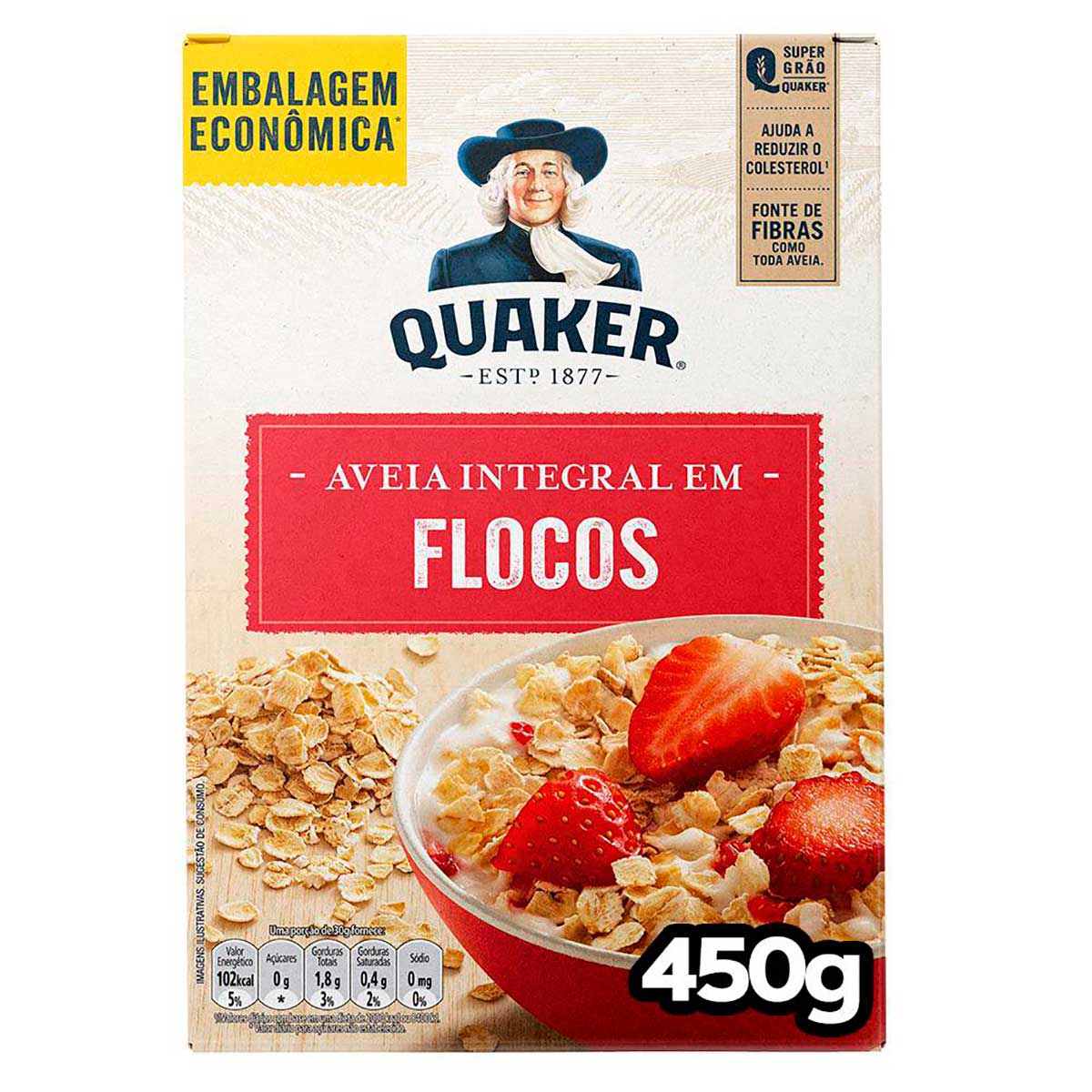 Aveia Em Flocos Quaker Caixa 450g Embalagem Econômica
