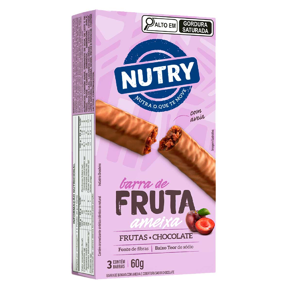 Barra de Fruta sabor Ameixa com Chocolate Nutry 3 unidades