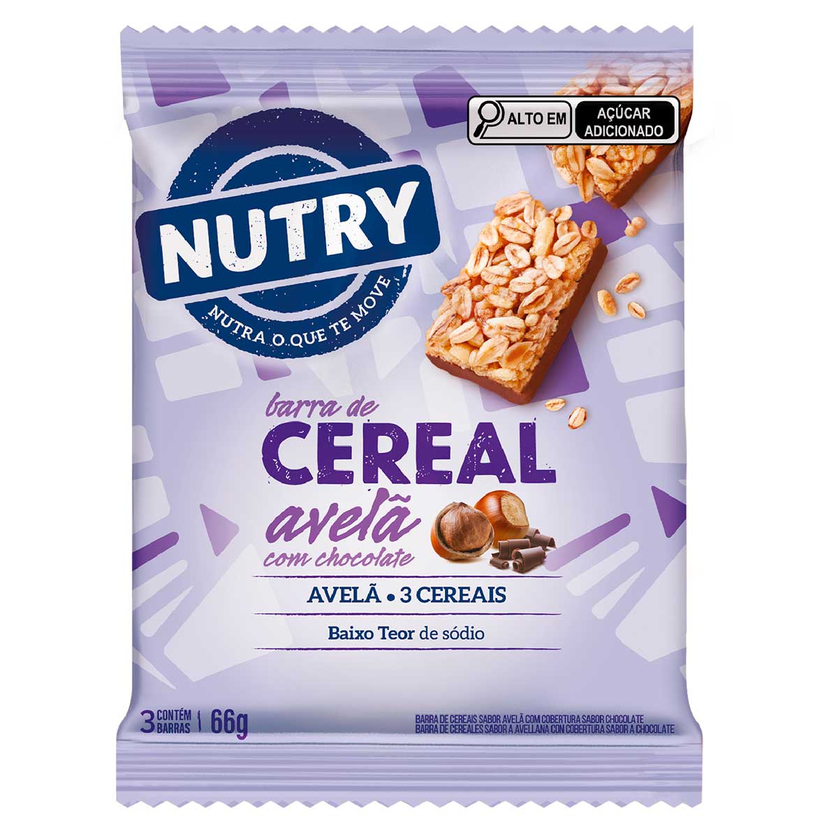 Barra de Cereal Sabor Avelã com Chocolate Nutry 3 Unidades