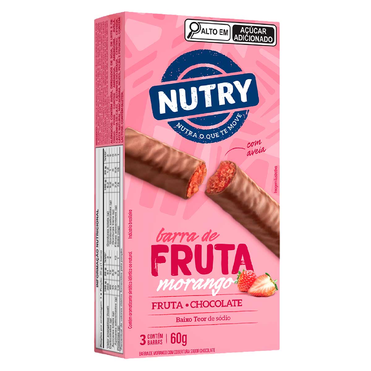 Barra de Cereal Sabor Morango com Chocolate Nutry 3 Unidades