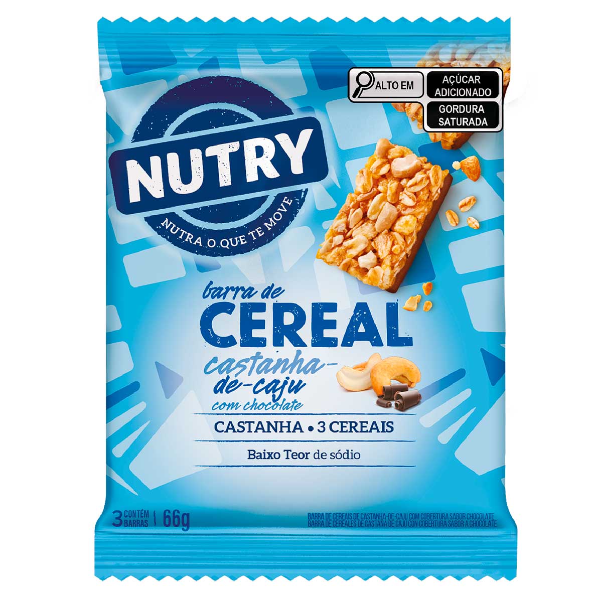 Barra de Cereal Castanha de Caju com Cobertura de Chocolate Nutry 3 unidades