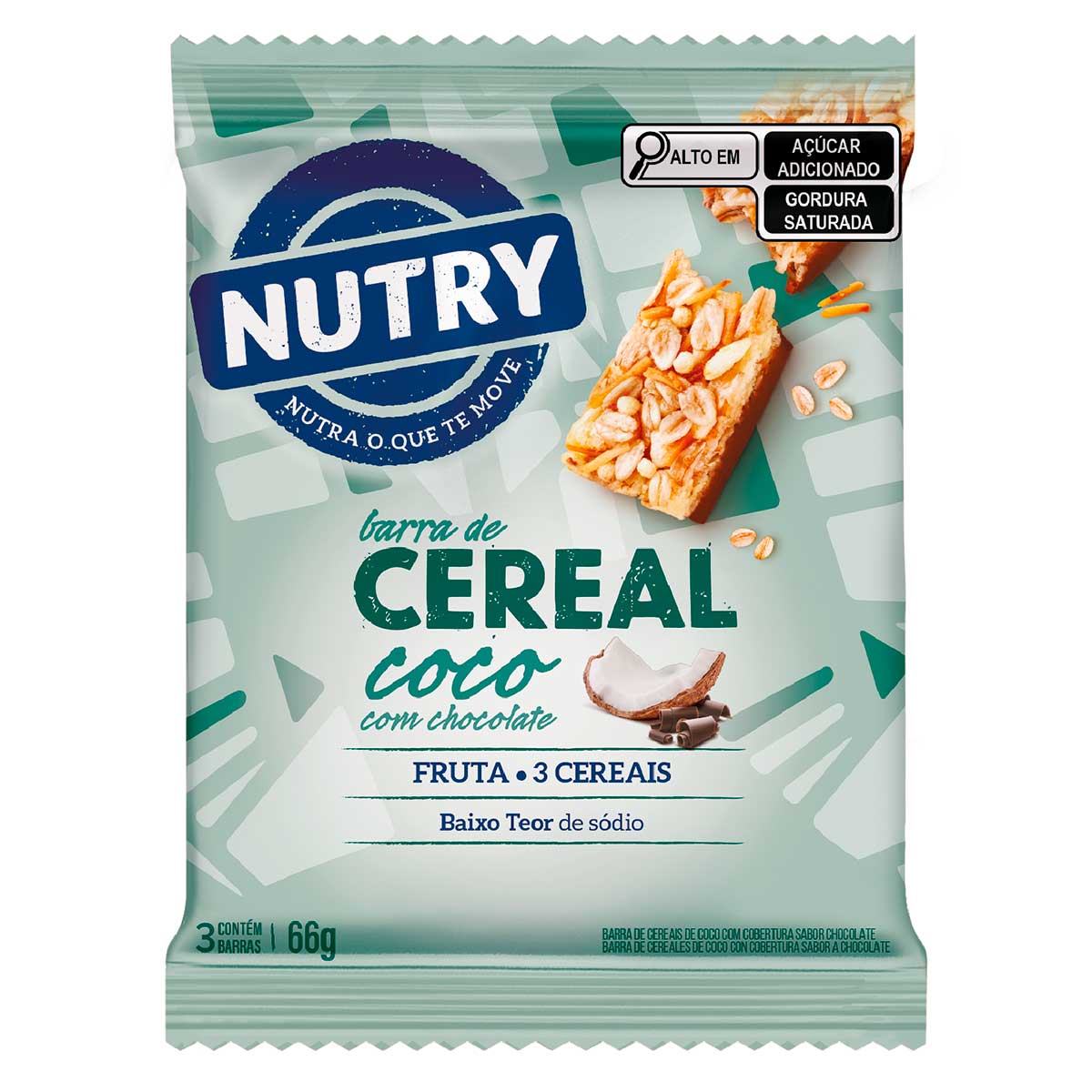 Barra de Cereal Coco com Cobertura de Chocolate Nutry 3 unidades
