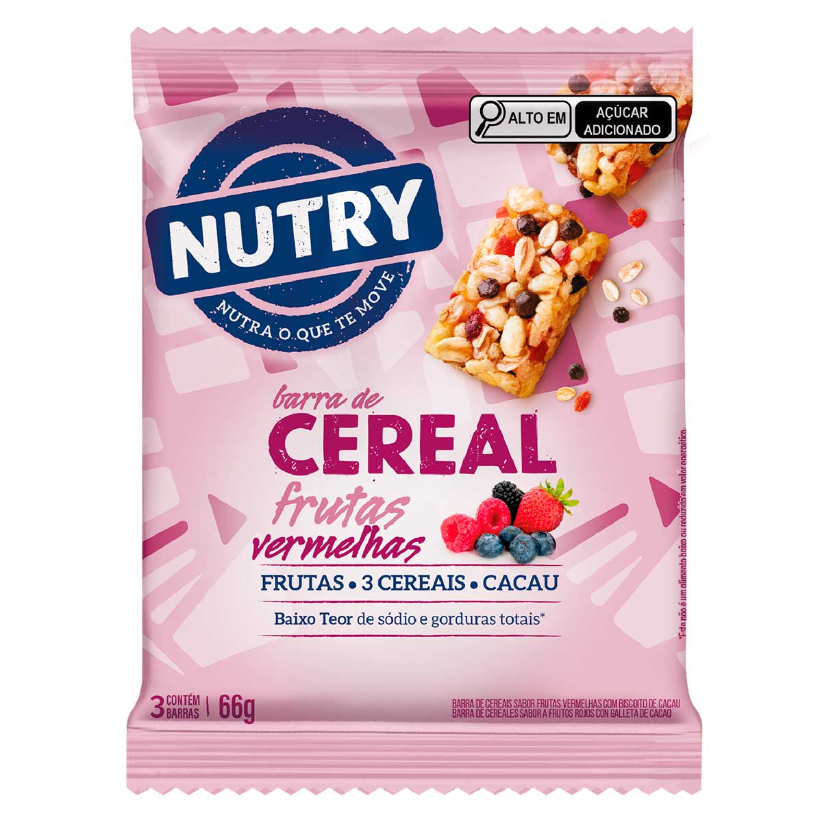 Barra de Cereais Frutas Vermelhas e Cookies Nutry 3 Unidades