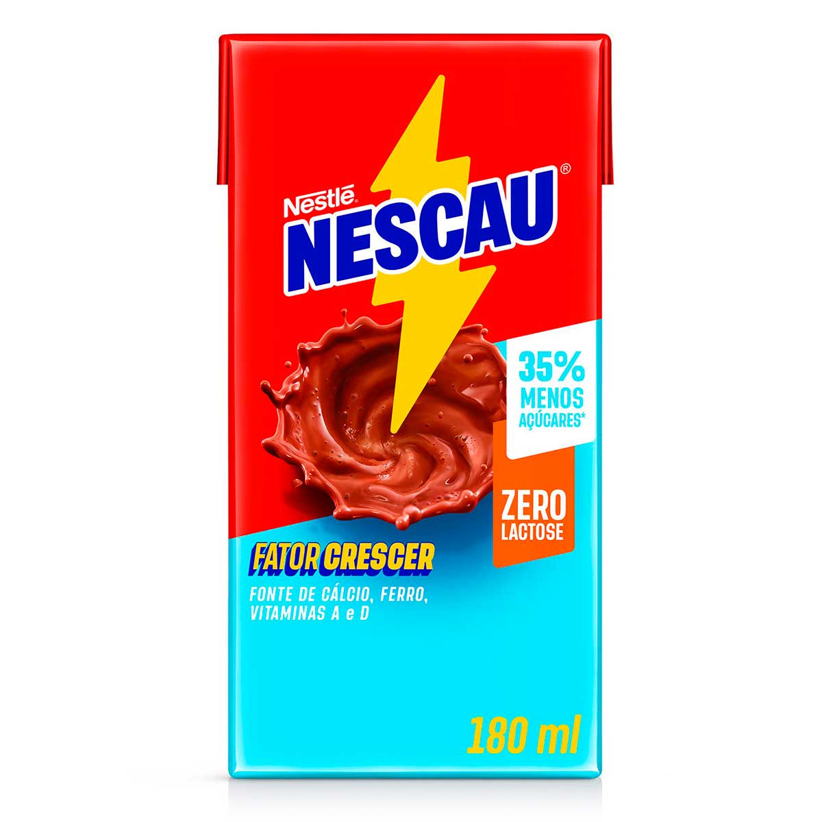 Bebida Láctea UHT Chocolate Zero Lactose Nescau 180ml com Canudo de Papel