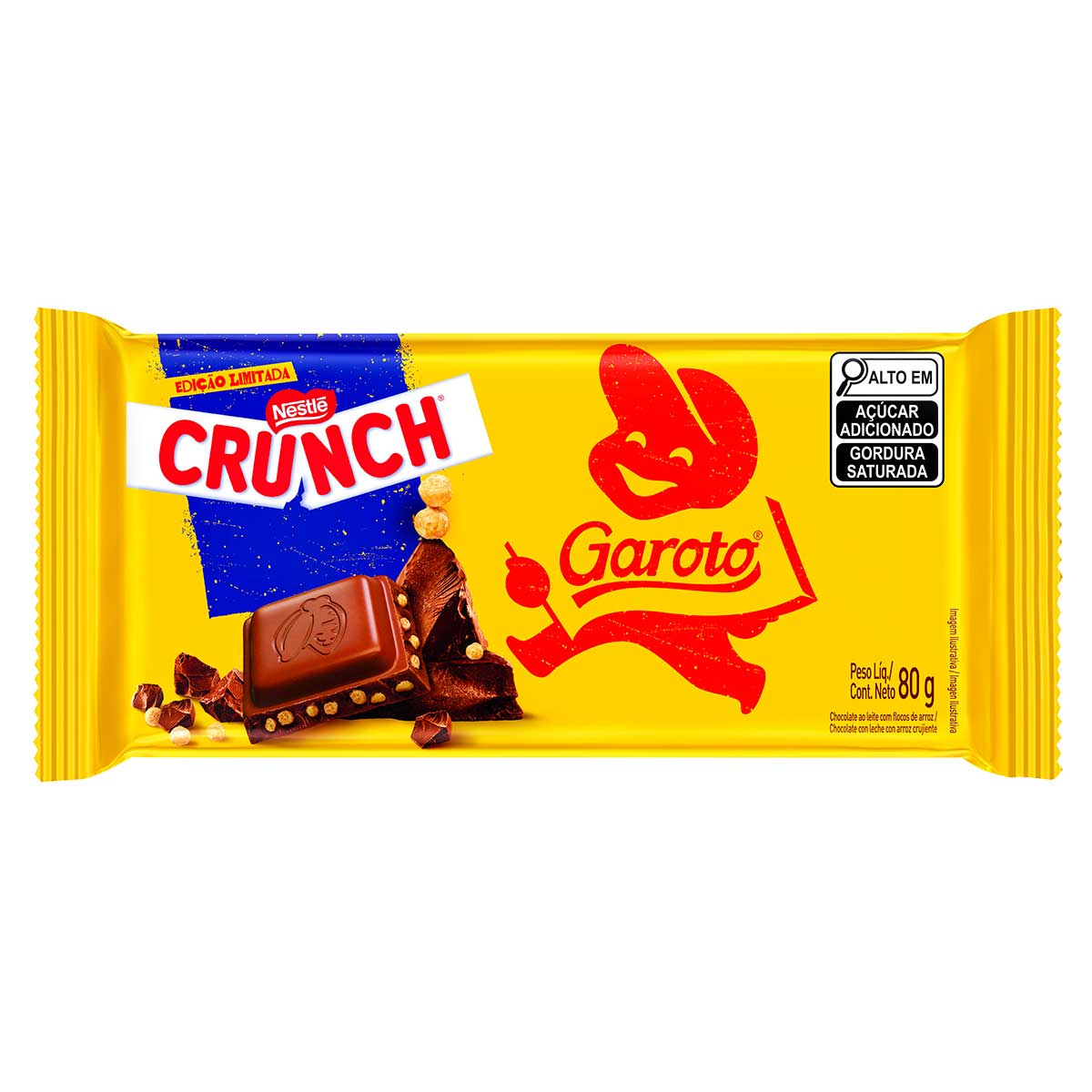 Chocolate ao Leite com Flocos de Arroz Crunch Garoto 80g Edição Limitada