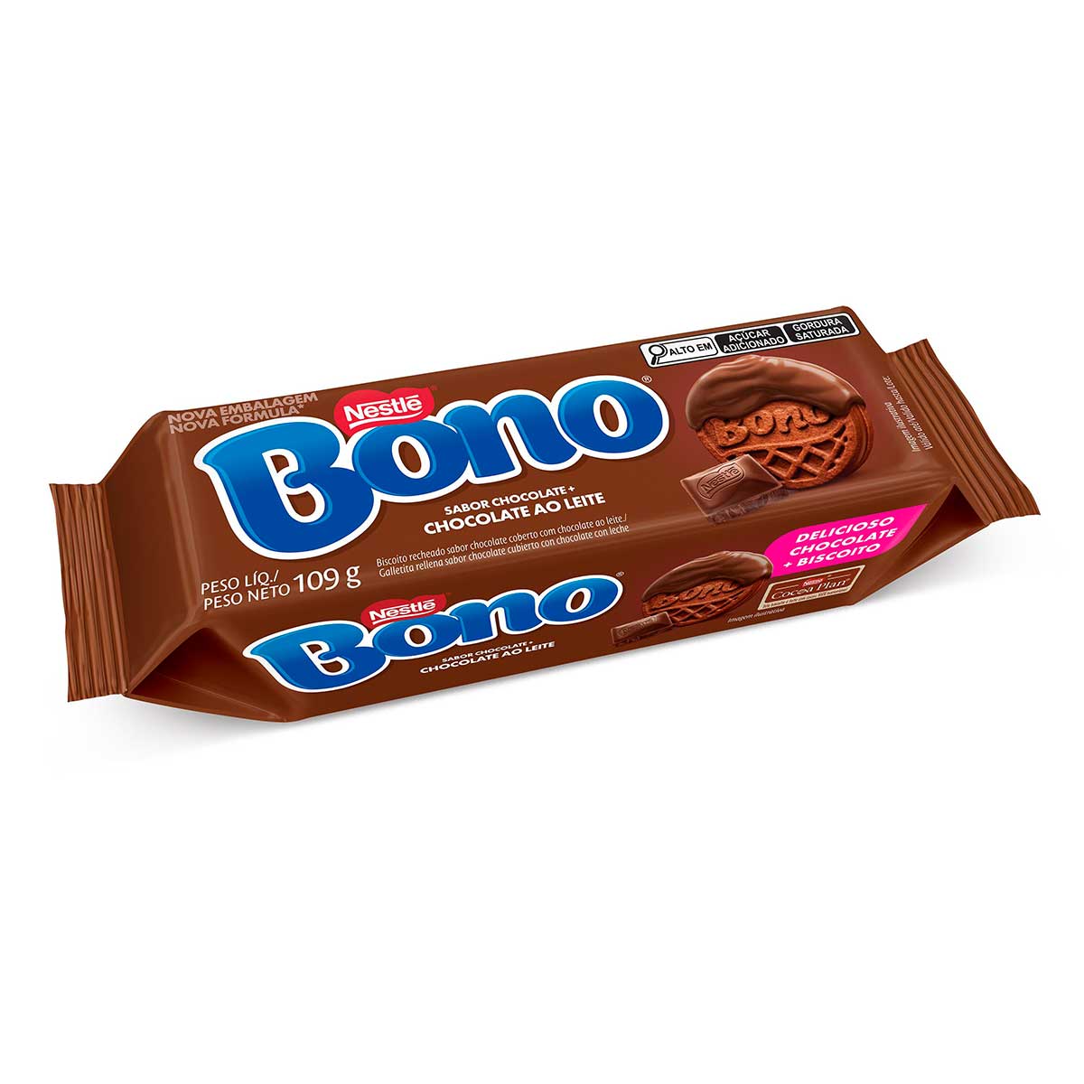 Biscoito Bono Recheado Coberto Chocolate 109g