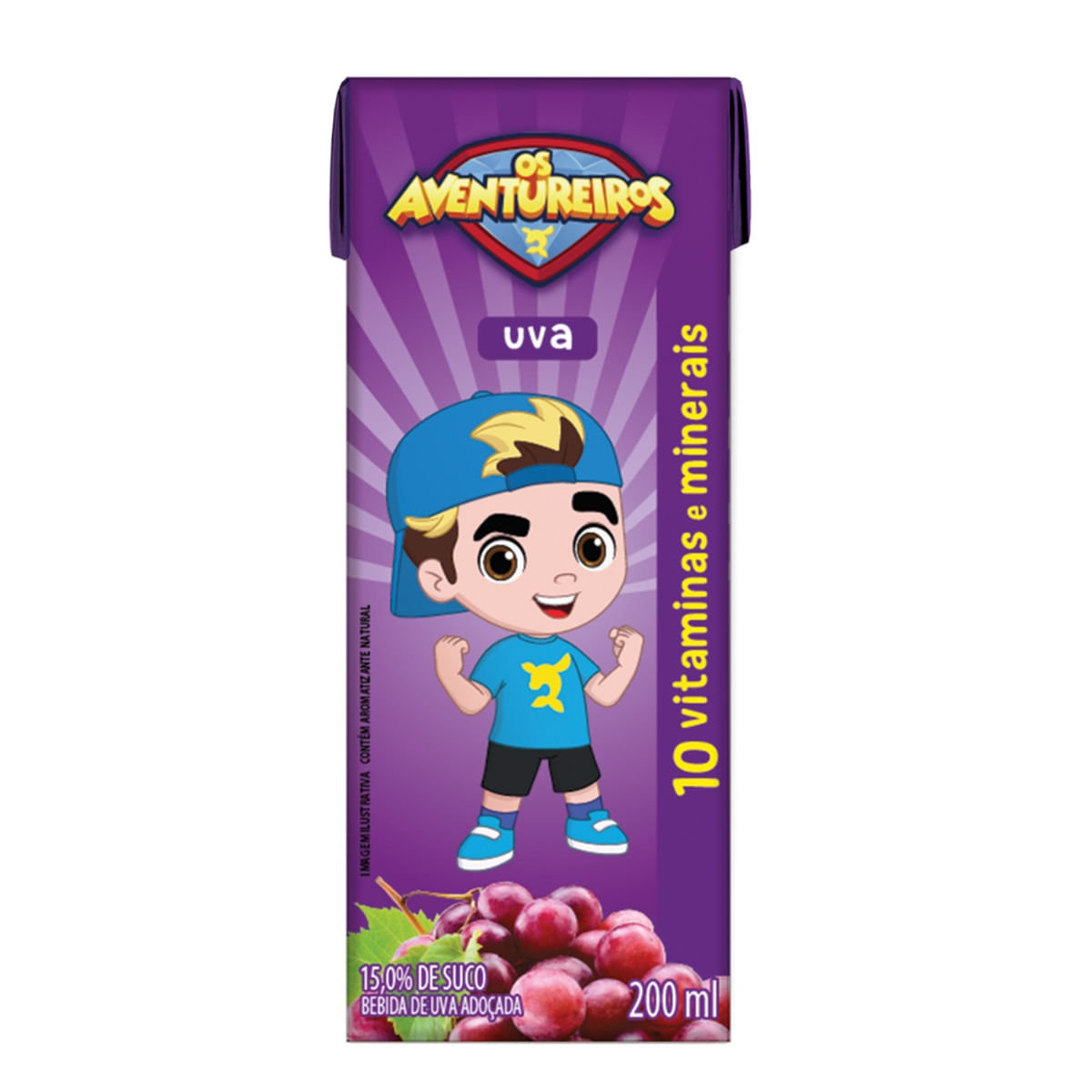 Bebida Adoçada Uva Imunomix Os Aventureiros Caixa 200 ml
