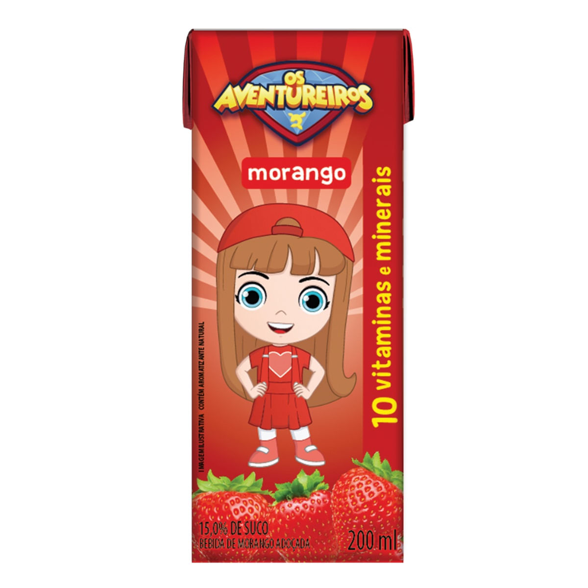 Bebida Adoçada Morango Imunomix Os Aventureiros Caixa 200 ml