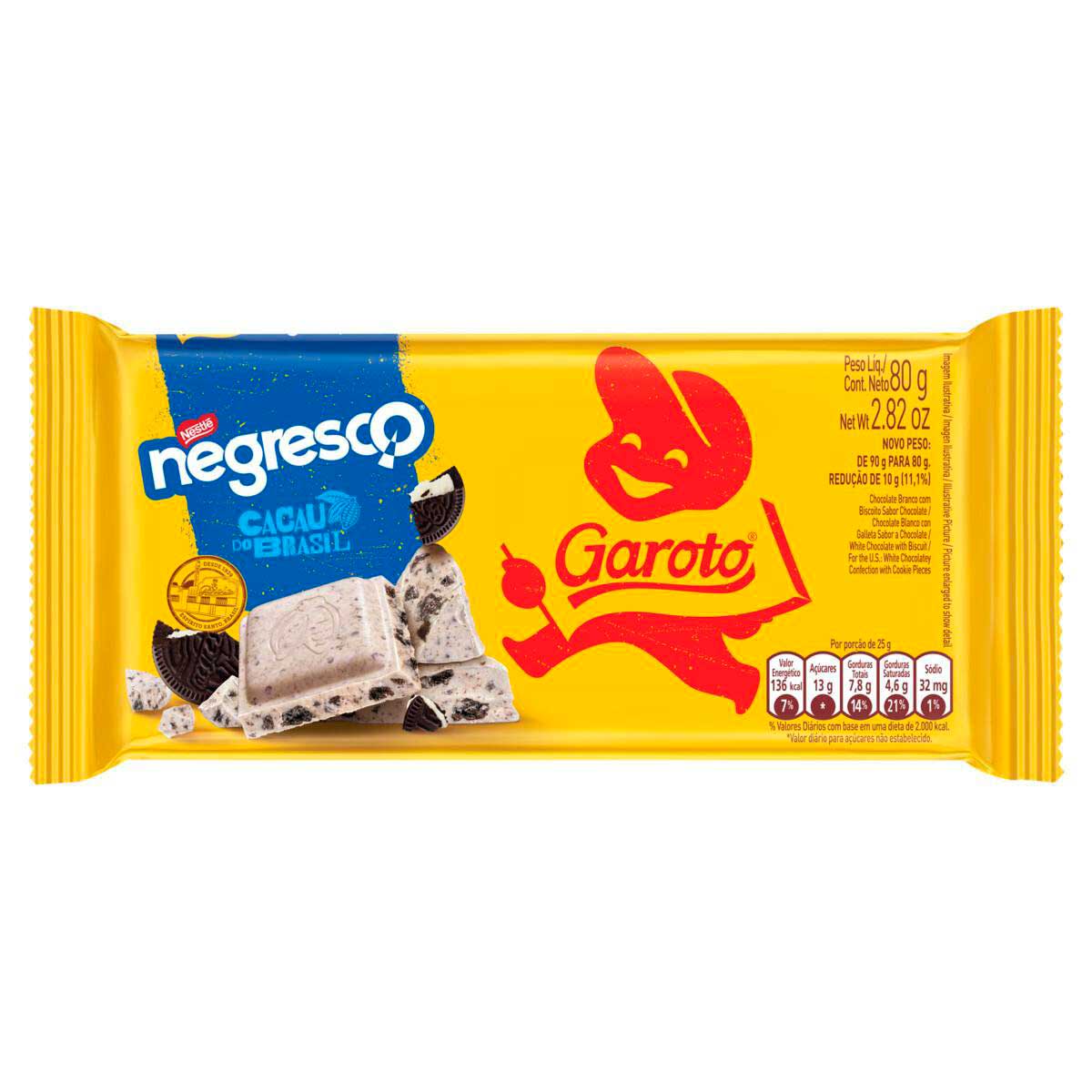 Chocolate Branco com Biscoito Negresco Garoto 80g