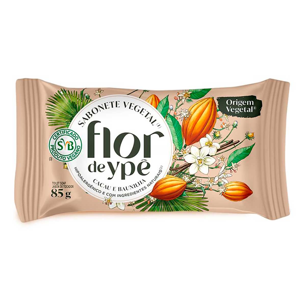 Sabonete em Barra Flor de Ypê Vegano Cacau e Baunilha 85g