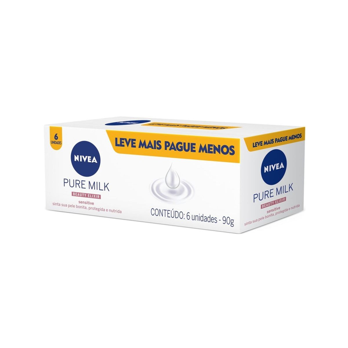 Sabonete em Barra NIVEA Pure Milk Sensitive Promo 6 Unidades 90g