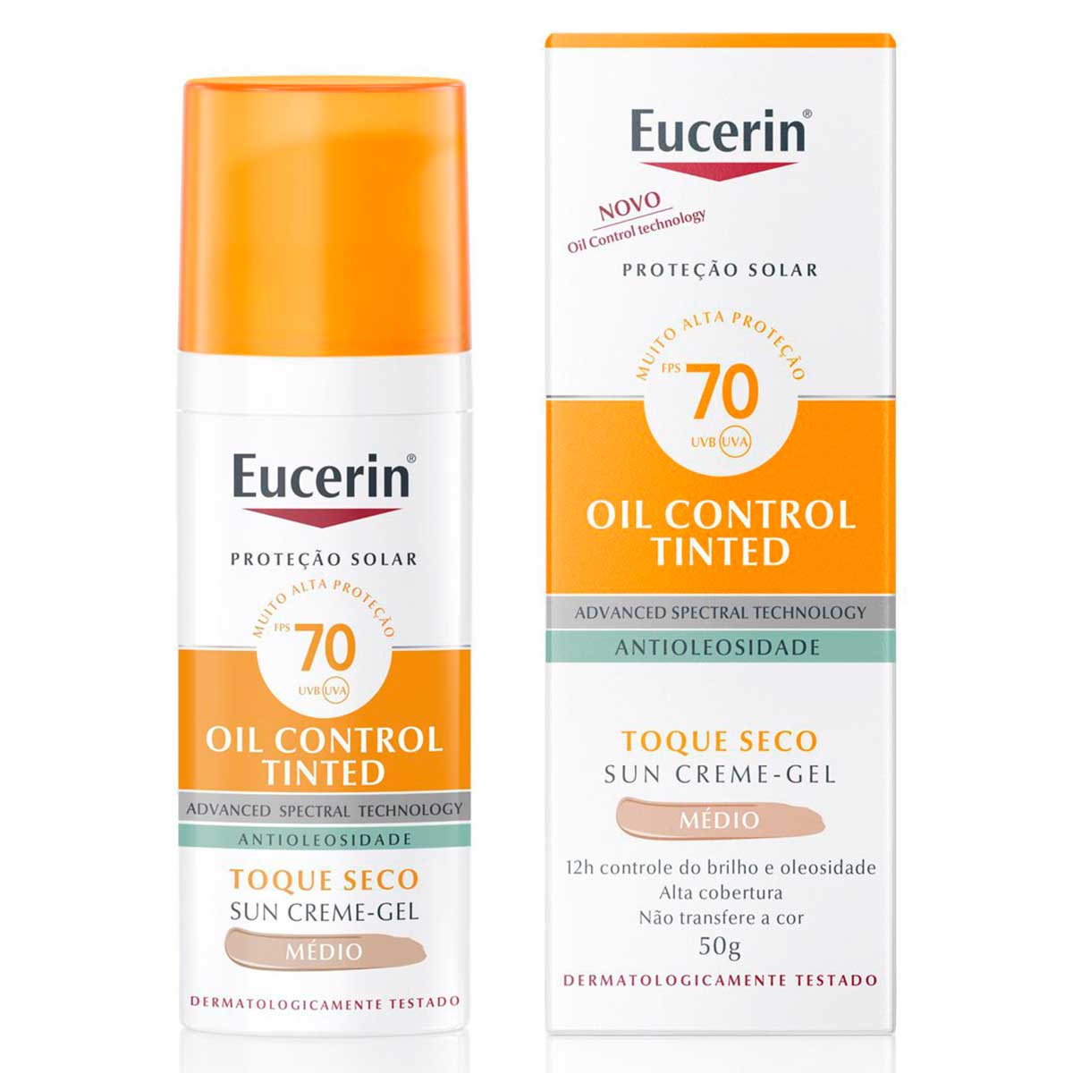 Creme Facial Tinted Médio FPS 70 Eucerin Sun Oil Control 50ml