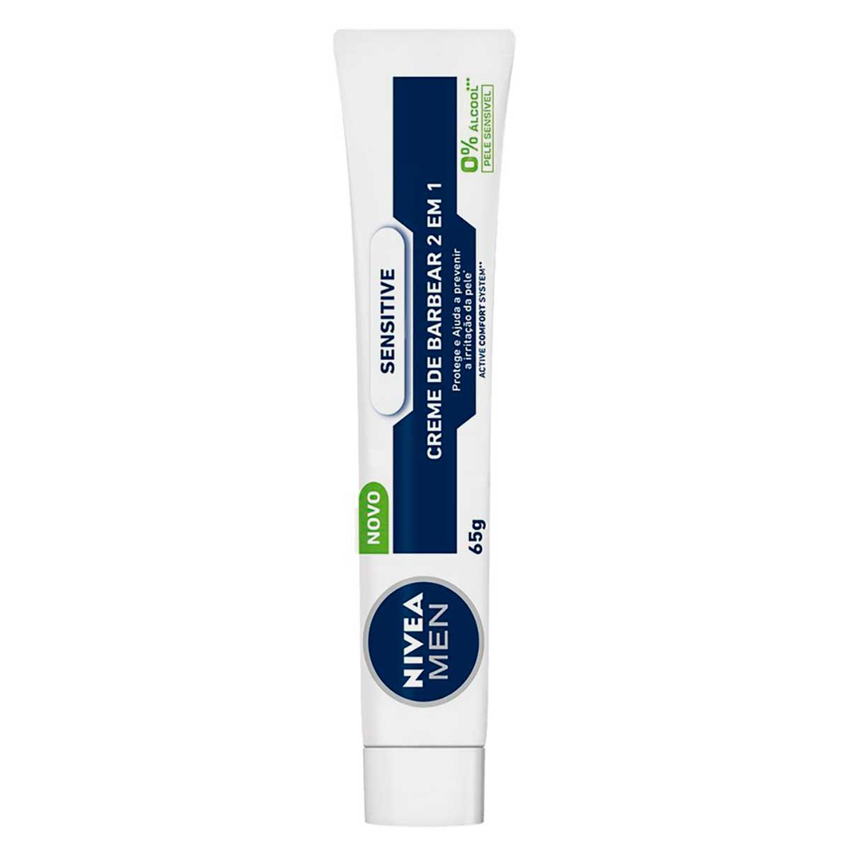 Creme de Barbear Sensitive NIVEA MEN 2 em 1 65g