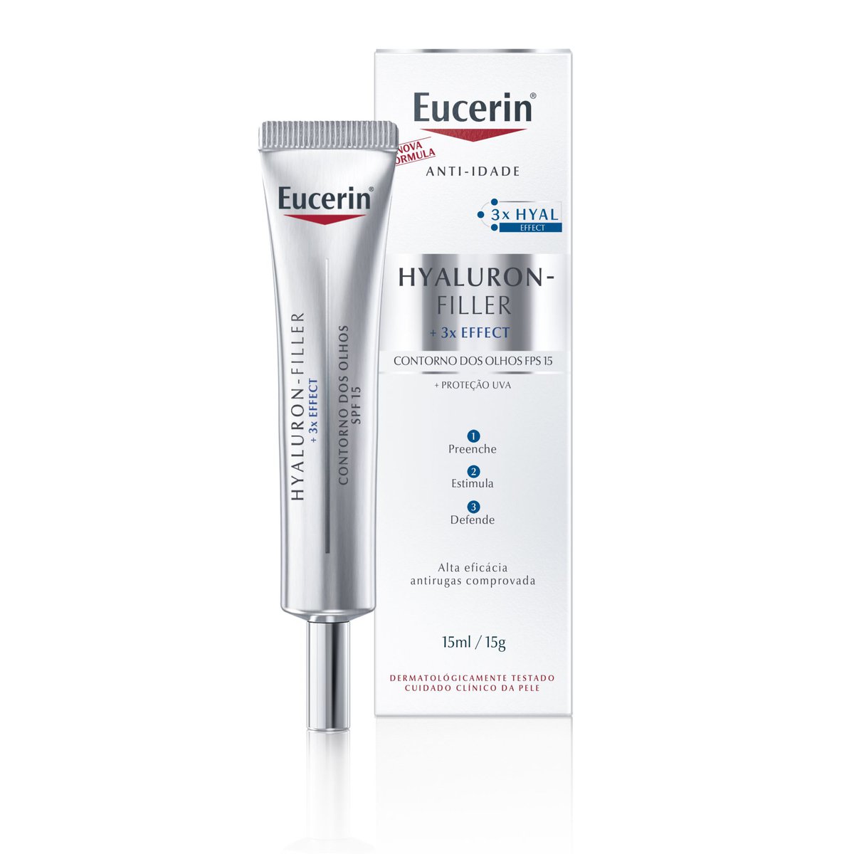 Protetor Solar Facial FPS15 Anti Idade Hyaluron Filler Olhos Eucerin 15ml