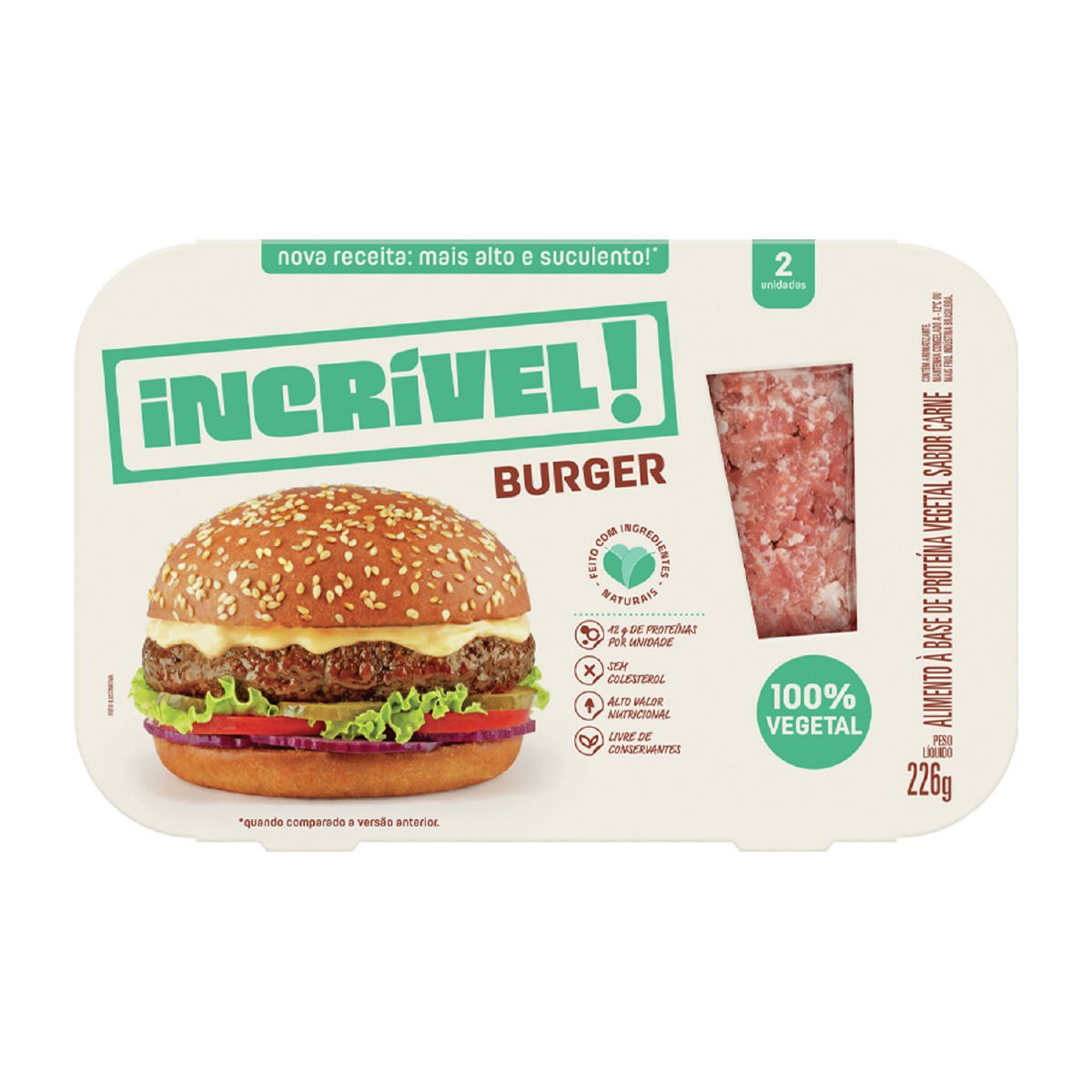 Hambúrguer de Carne Incrível! 100% Vegetal 226g
