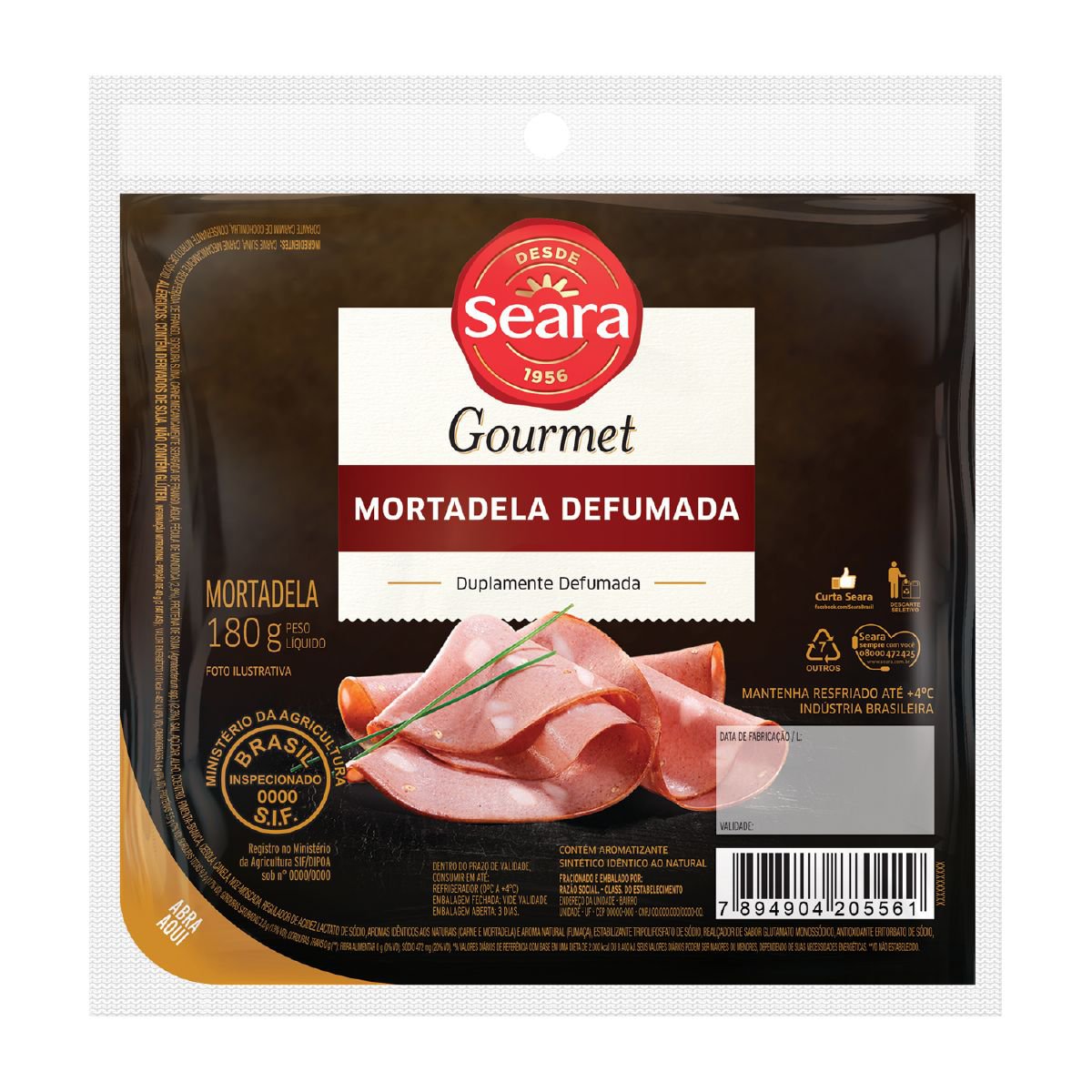 Mortadela Defumada Fatiada Seara Gourmet 180g