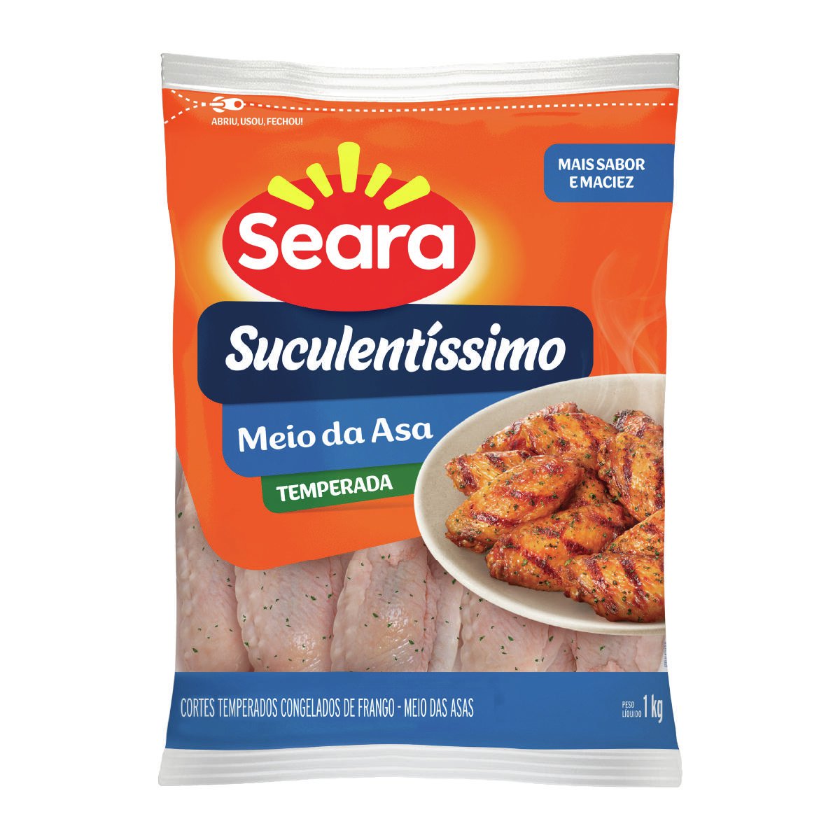 Meio da asa temperada Suculentíssimo Seara IQF 1Kg