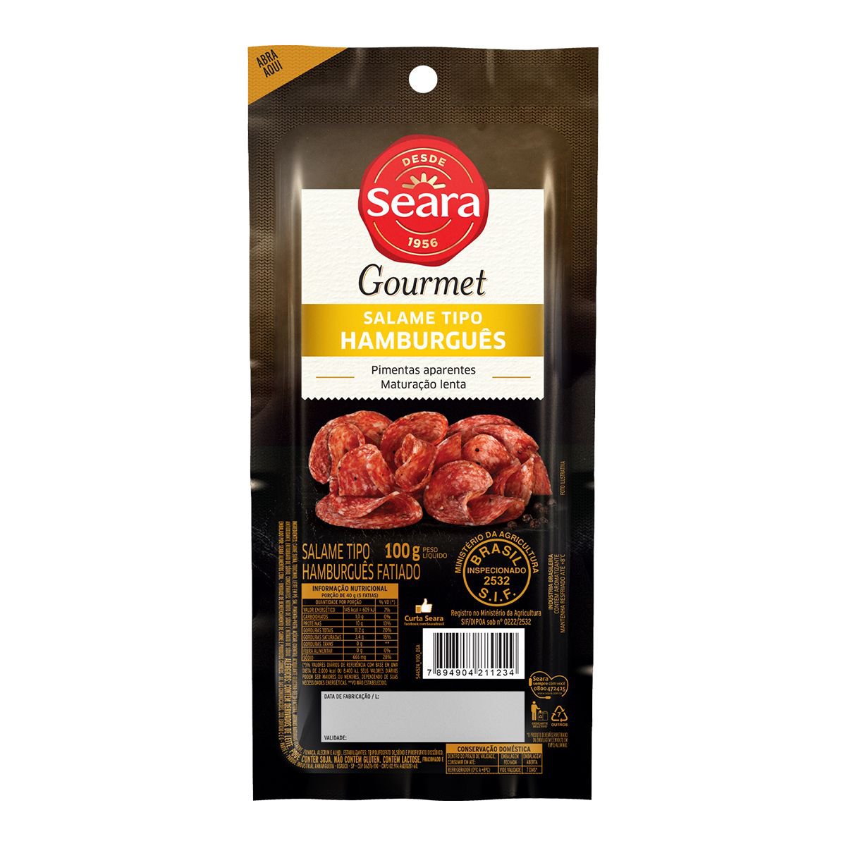 Salame Tipo Hamburguês Fatiado Seara Gourmet 100g