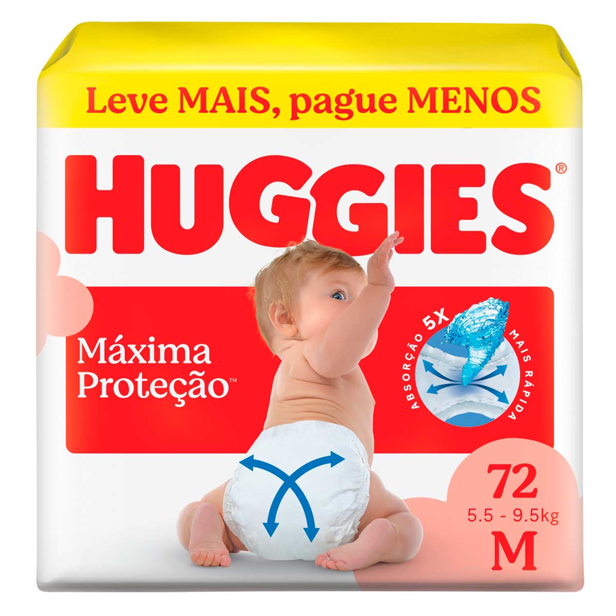 Fralda Descartável HUGGIES Máxima Proteção M 72 Unidades
