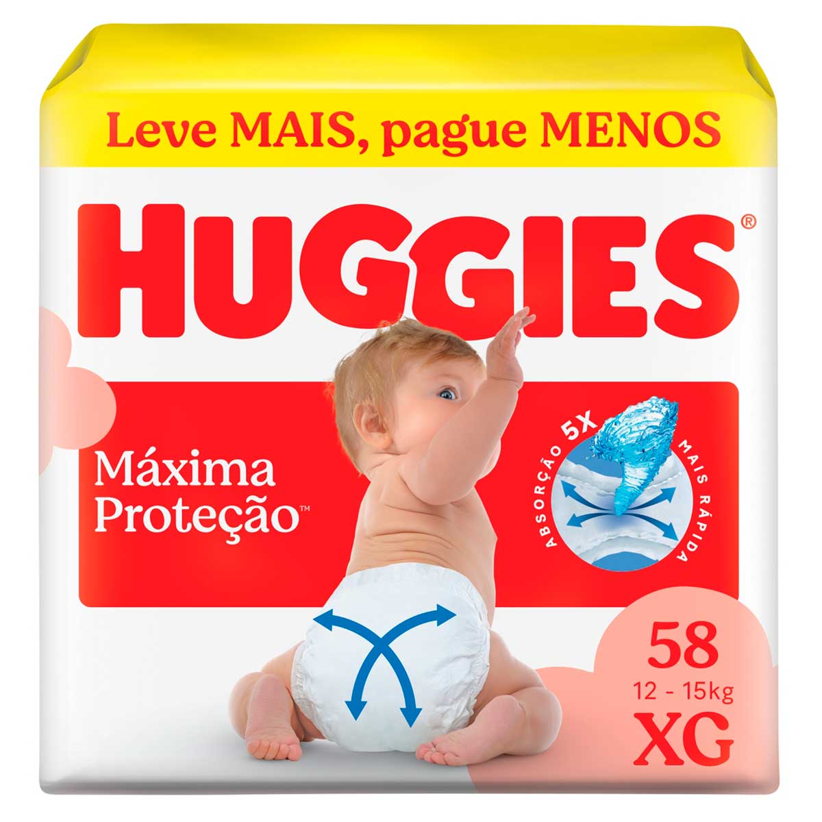 Fralda Descartável HUGGIES Máxima Proteção XG 58 Unidades