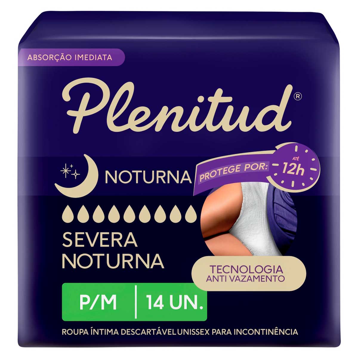 Roupa Íntima Descartável Unissex Plenitud Noturna P/M 14 Unidades