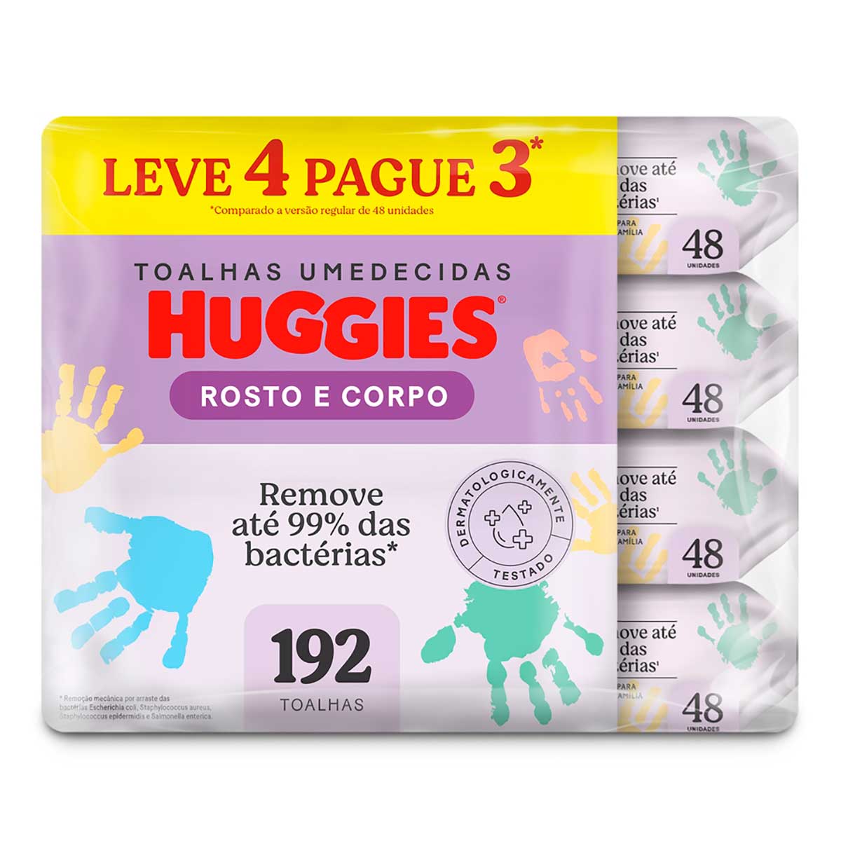 Lenços Umedecidos Huggies Rosto e Corpo Limpeza 4 x 48 Unidades