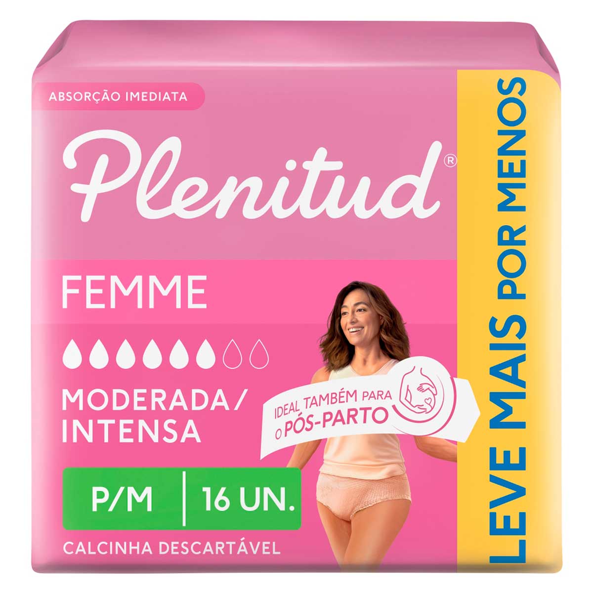 Roupa Íntima Plenitud Femme para Incontinência P/M-16 Unidades