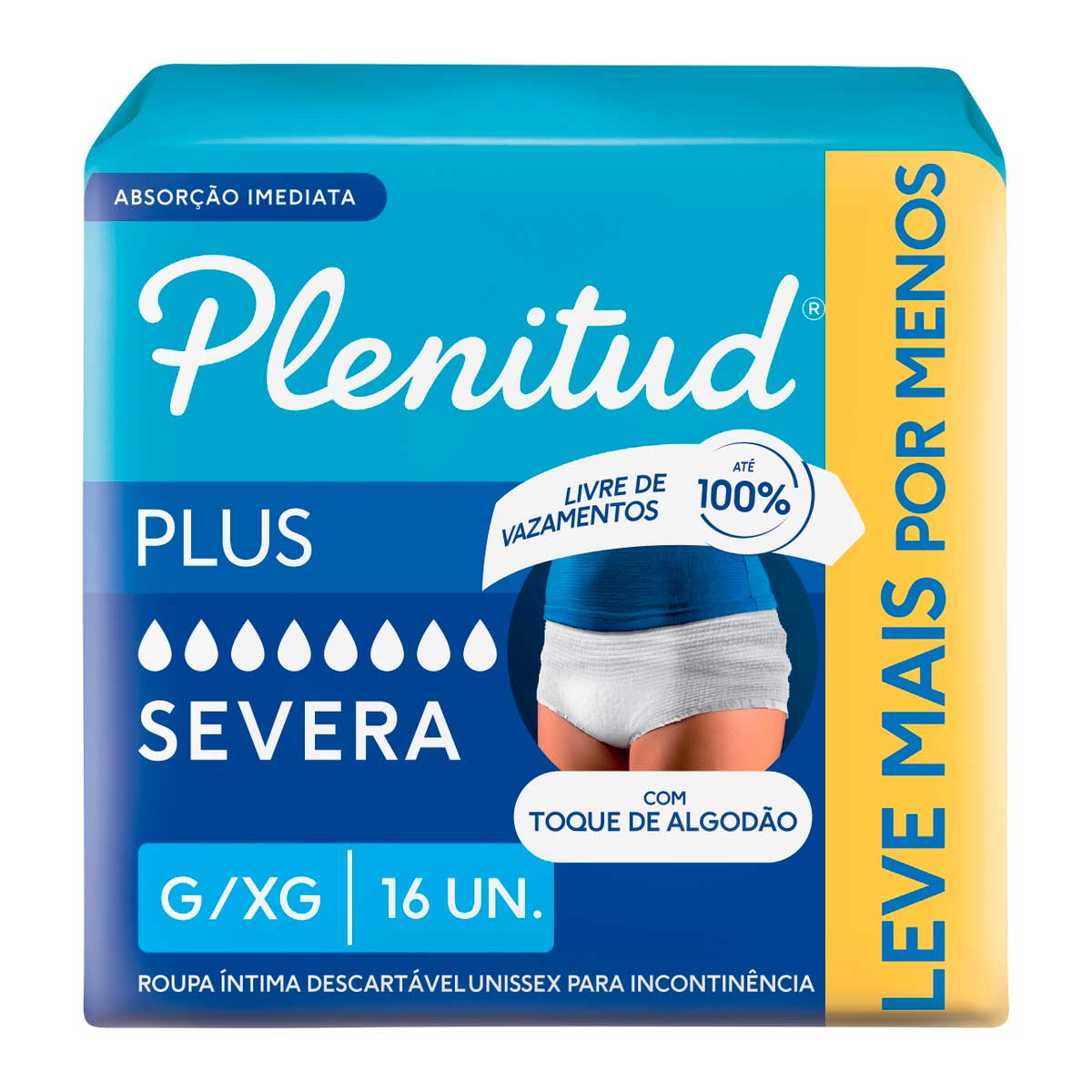 Roupa Íntima Plenitud Plus para Incontinência G/XG 16 Unidades