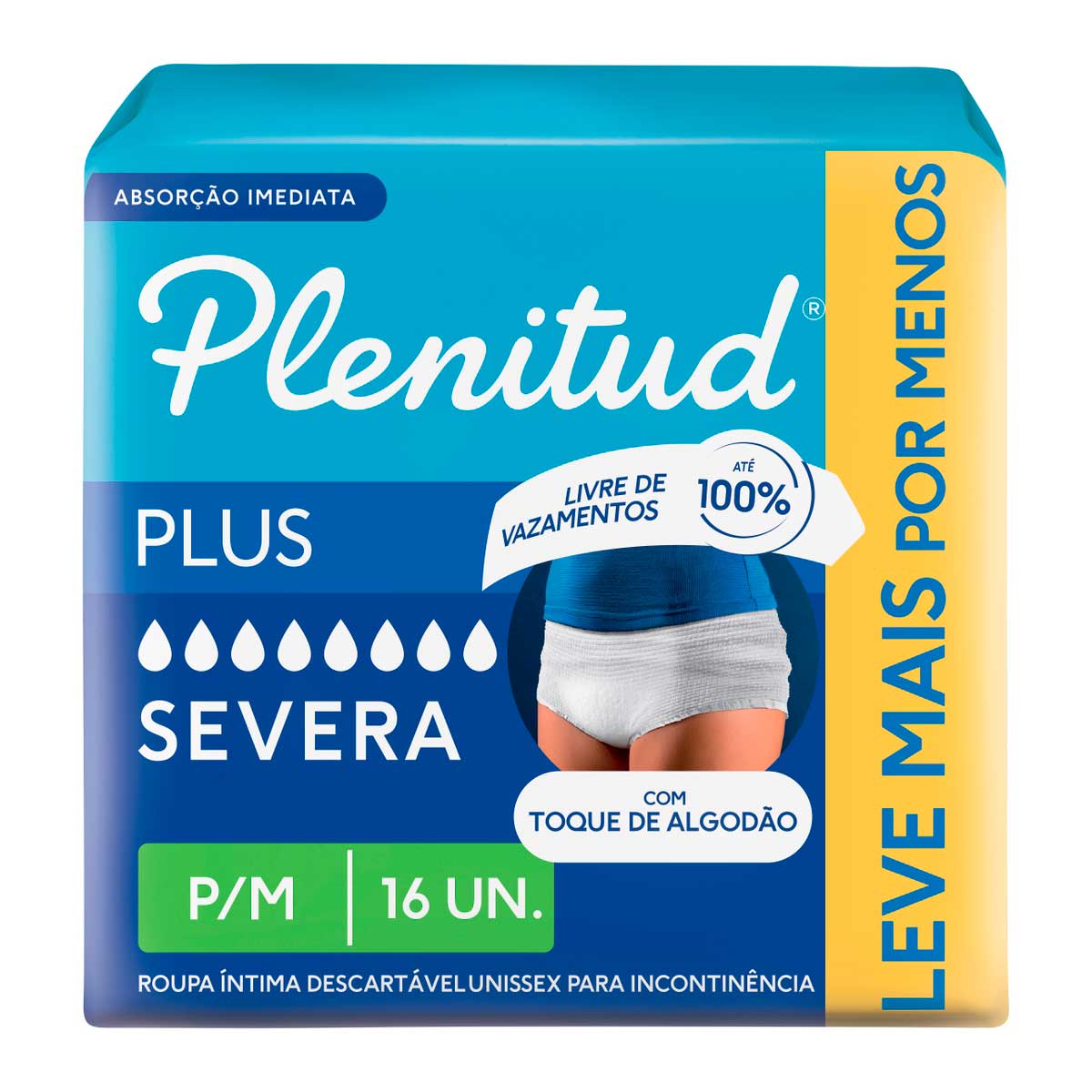 Roupa Íntima Plenitud Plus para Incontinência P/M 16 Unidades