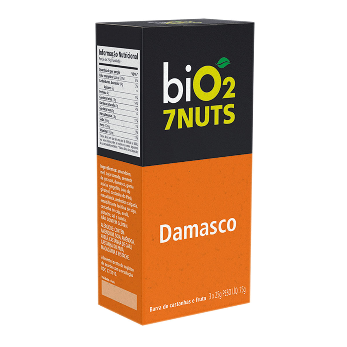 Barra de Castanhas e Frutas biO2 Nuts Damasco 25 g - biO2