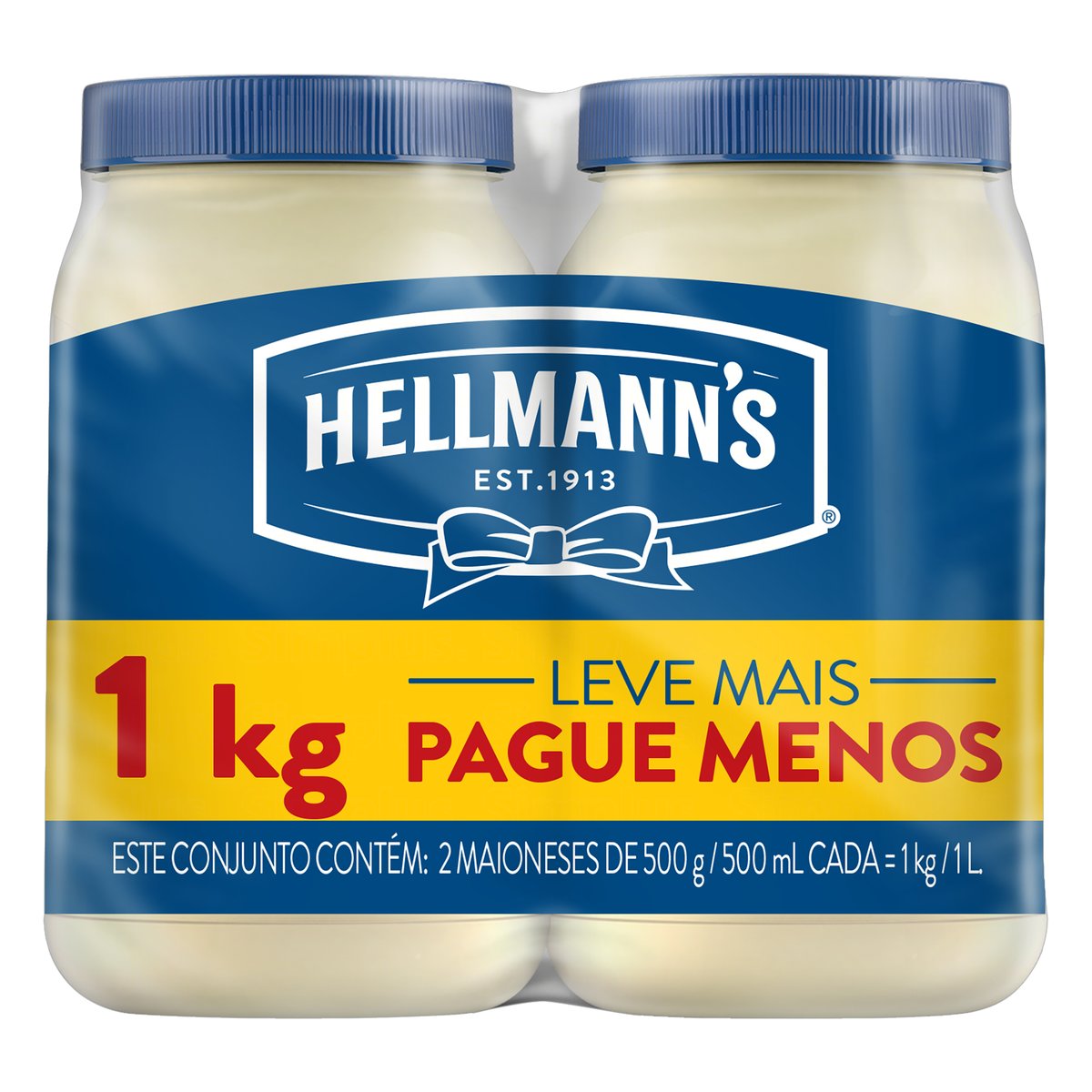 Pack Maionese Hellmann's 2 Unidades com Pote 500g cada Oferta Especial