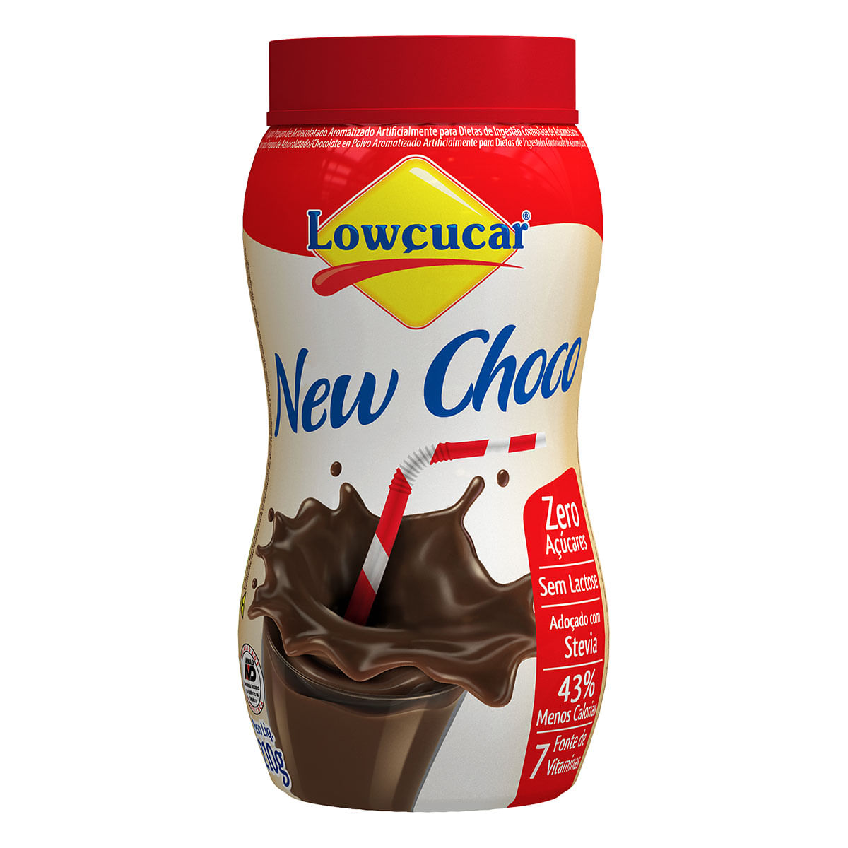 Achocolatado em Pó Solúvel Light sem Glúten e sem Lactose Lowçucar New Choco 210g