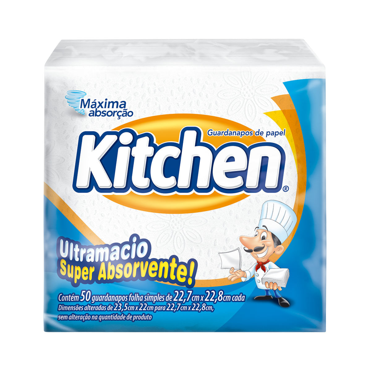 Guardanapo Folha Simples 23,5cmx22 cm Kitchen com 50 Unidades