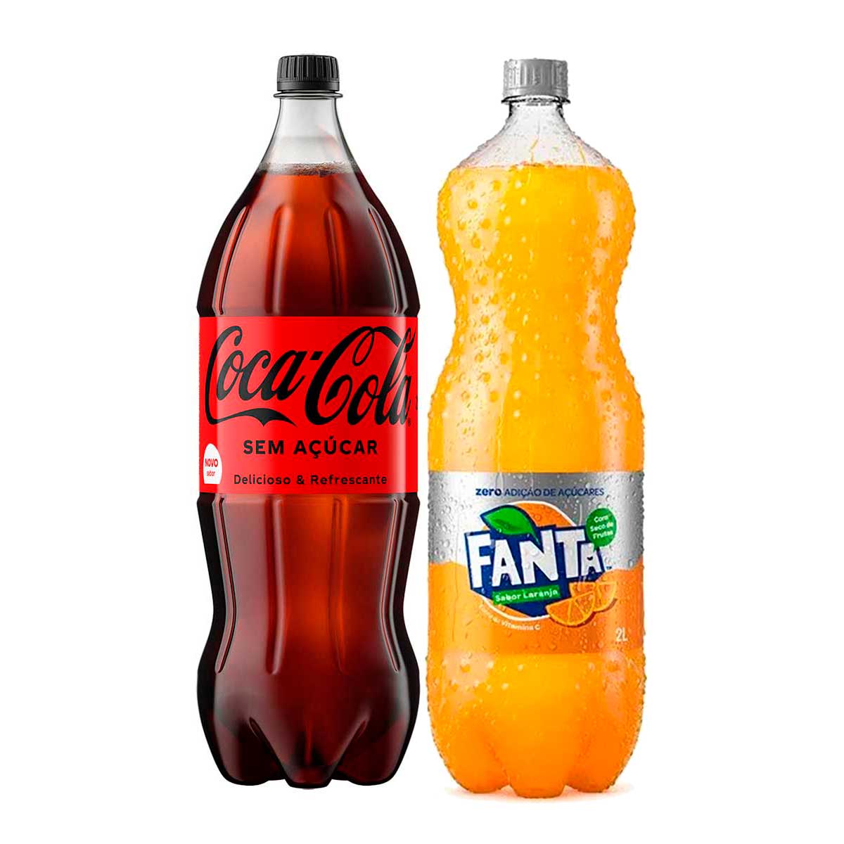 Refrigerante Coca Cola Sem Açúcar 2litros e Refrigerante Fanta Laranja Zero 2litros