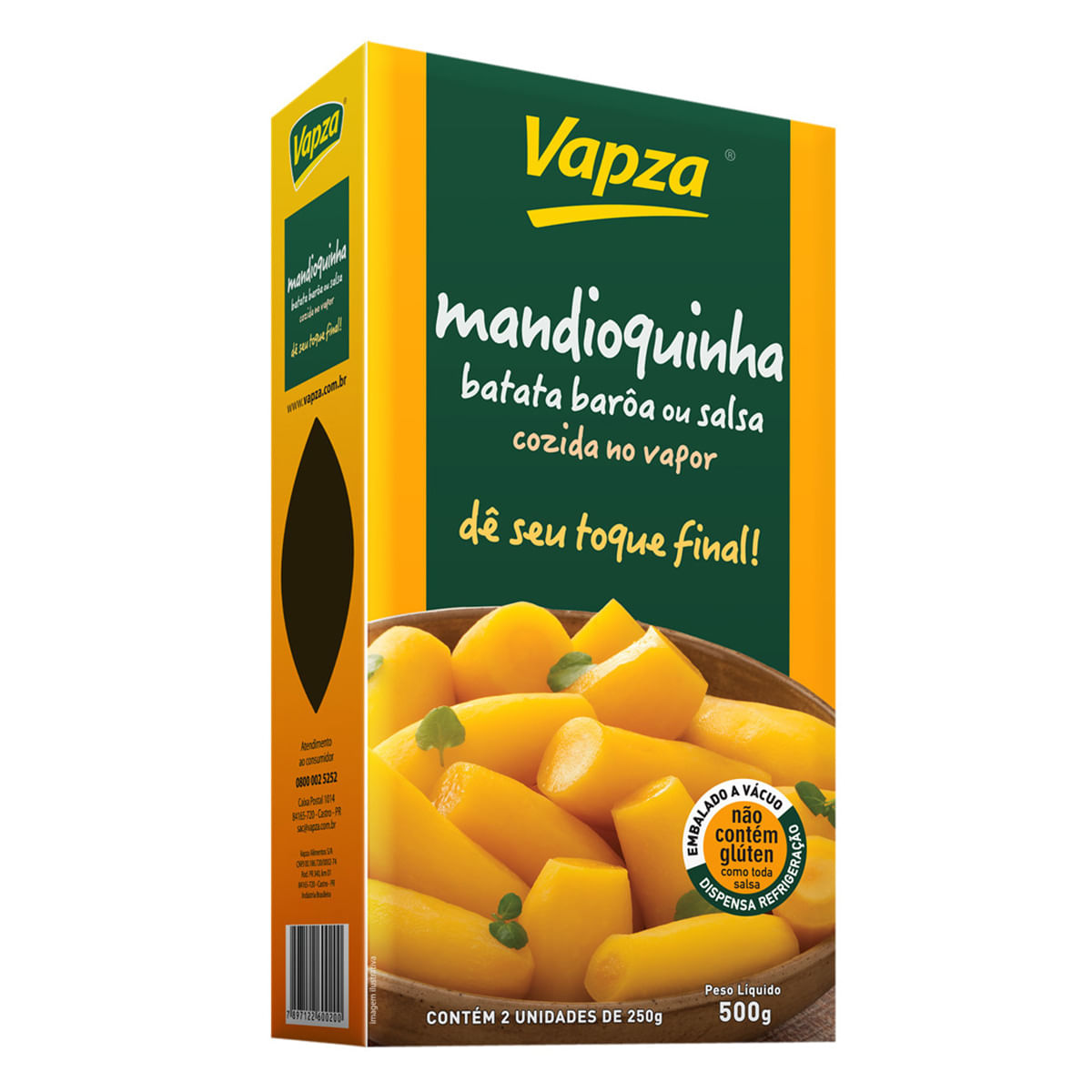 Mandioquinha Cozida no Vapor Vapza Caixa 500g 2 Unidades