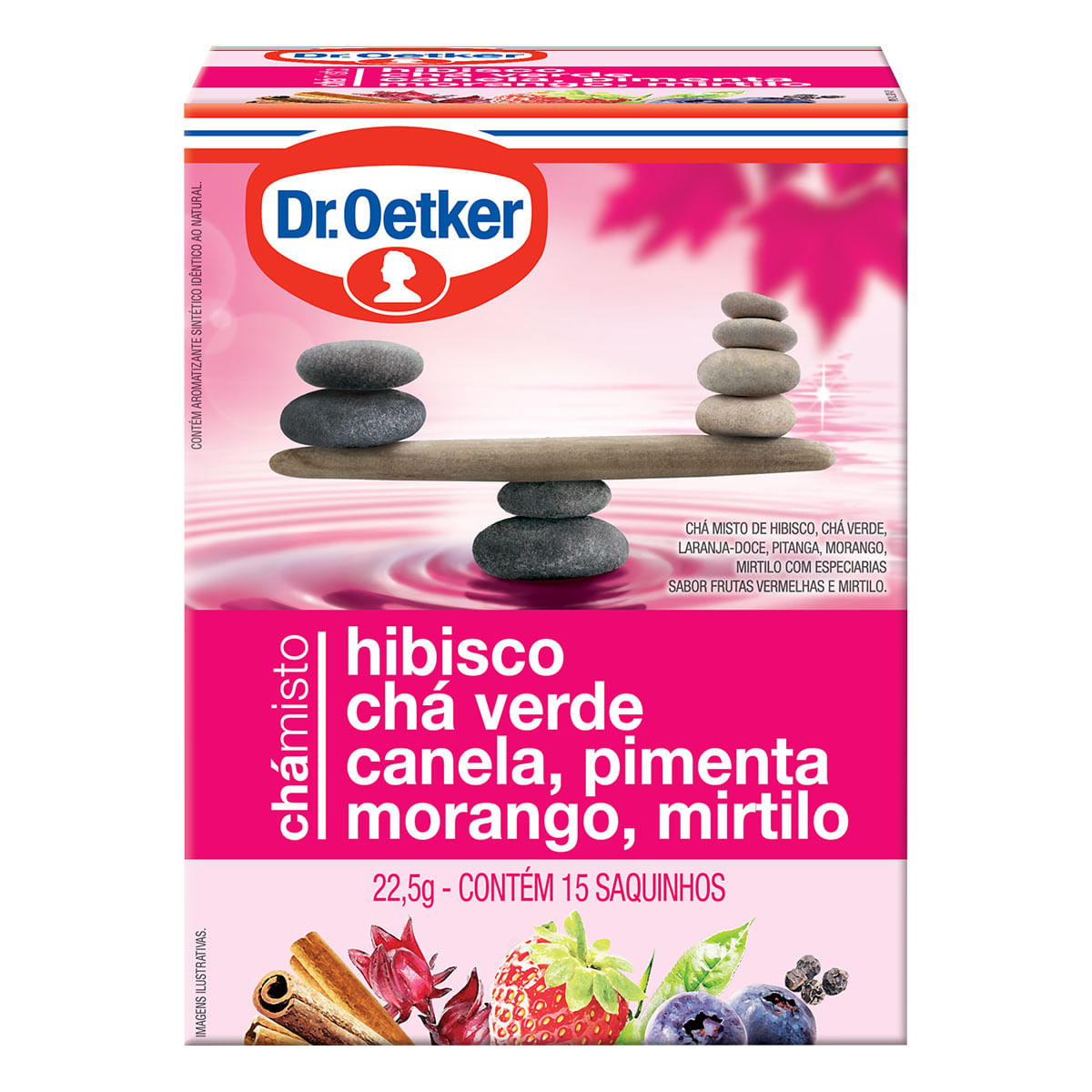 Chá Misto de Frutas Vermelhas Mirtilo Dr. Oetker Caixa com 15 Sachês