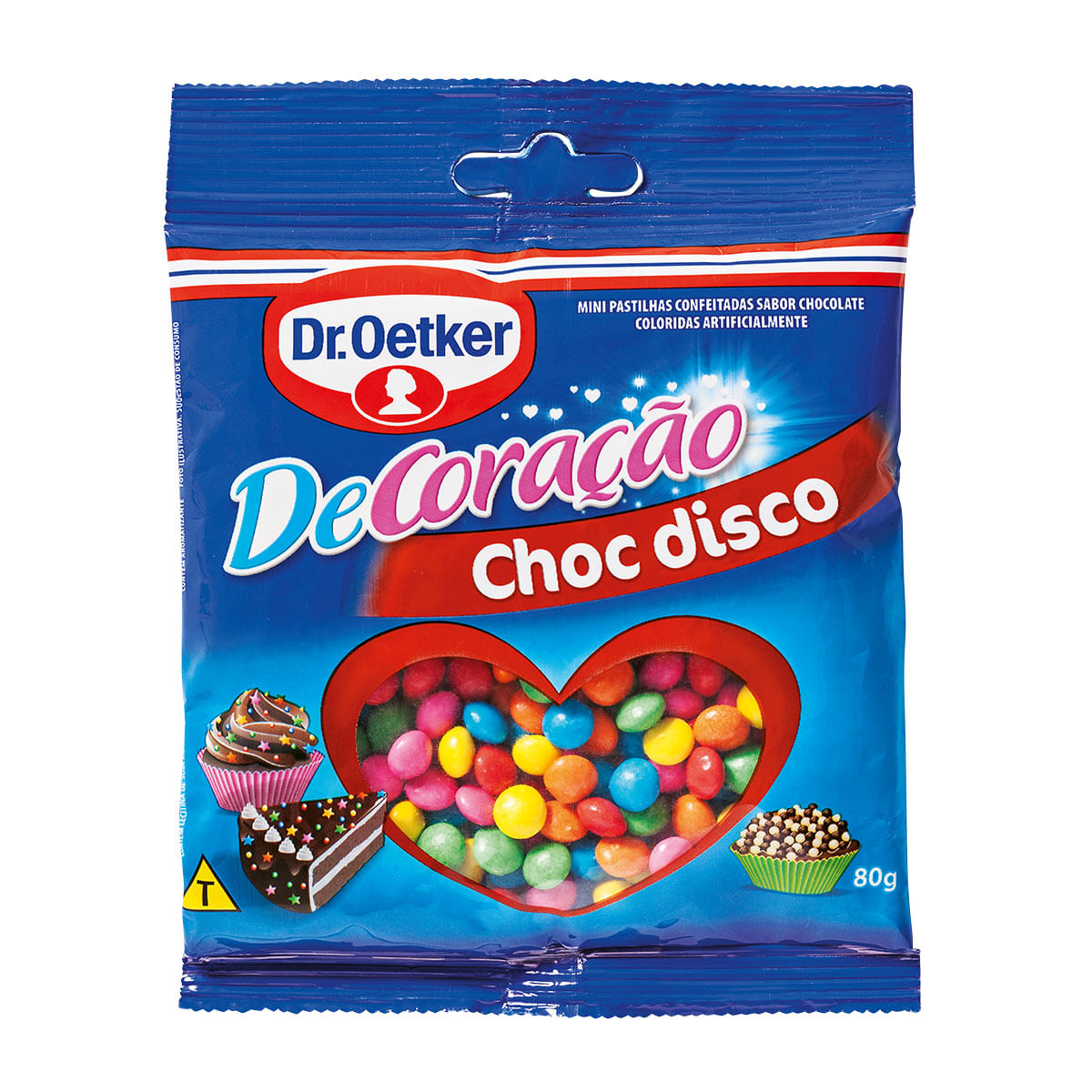 Confeito Colorido Sabor Chocolate Dr. Oetker De Coração 80g