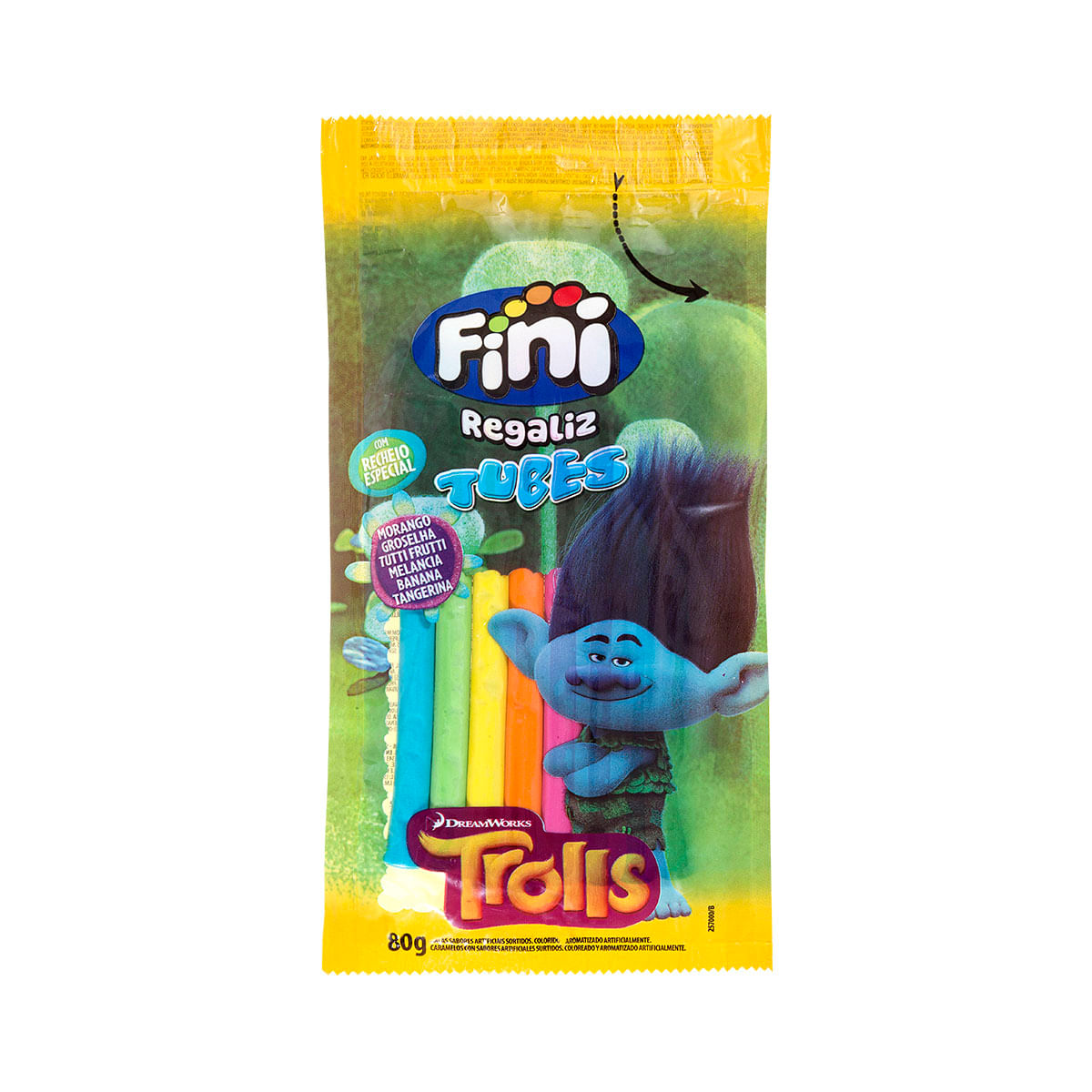 Bala Gelatina Fini Tubes Trolls 80g