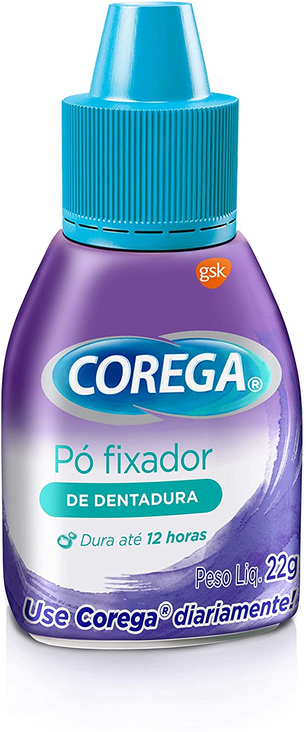 Corega Pó 3 em 1 Fixador de Dentadura Forte Fixação Sabor Menta 22g