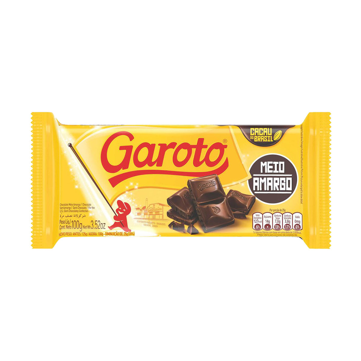 Chocolate Meio Amargo Garoto 100g | Carrefour