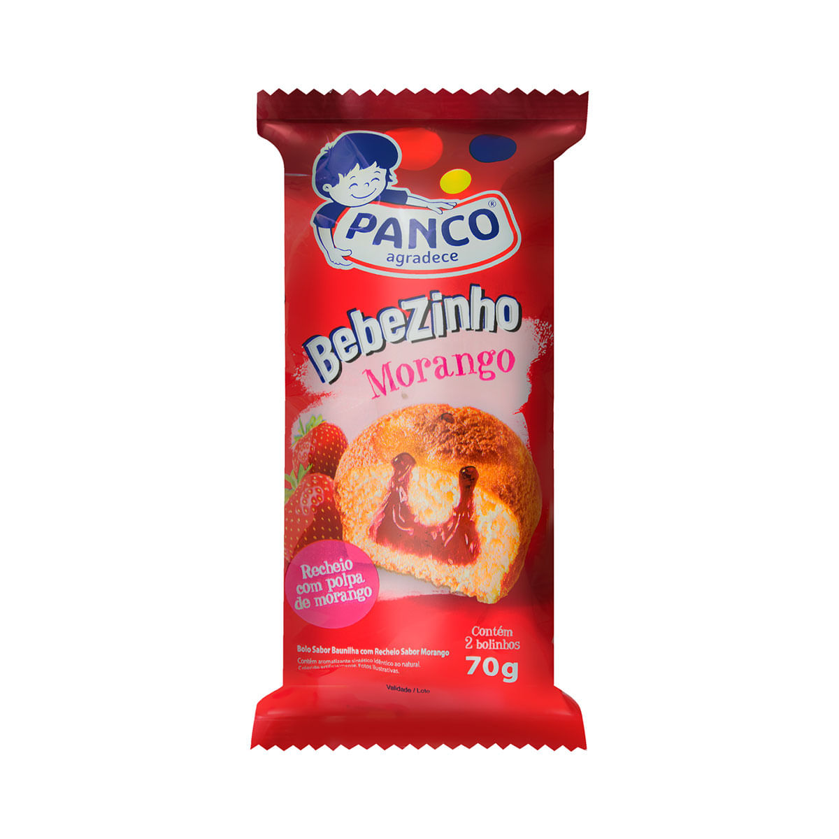 Bolinho de Baunilha com Recheio de Morango 2 Unidades Panco 70g