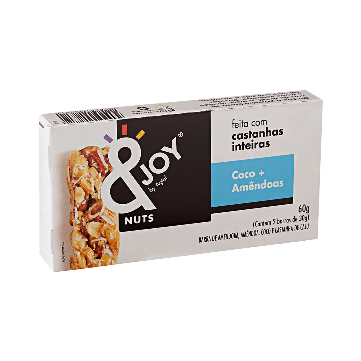 Barra de Castanhas Coco e Amêndoas 2 unidades Mixed Nuts &Joy 60g