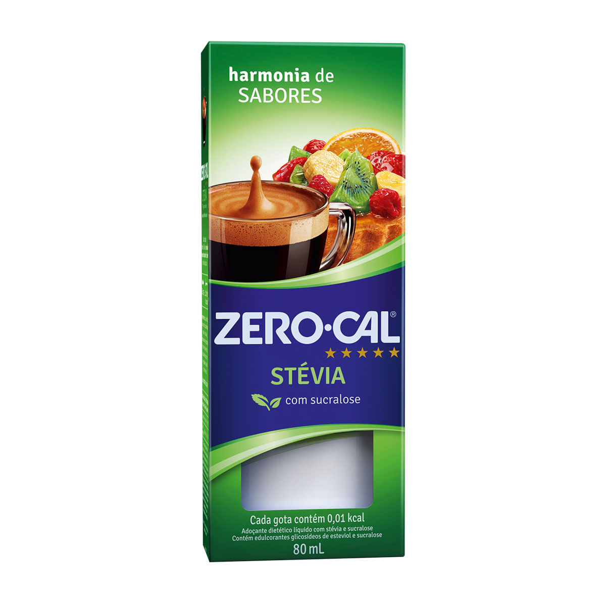 Adoçante Líquido de Stévia e Sucralose Zero Cal Harmonia de Sabores 80ml