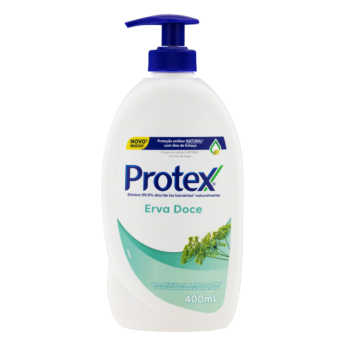 Sabonete Líquido Antibacteriano para as Mãos Erva-Doce Protex Frasco 400 ml