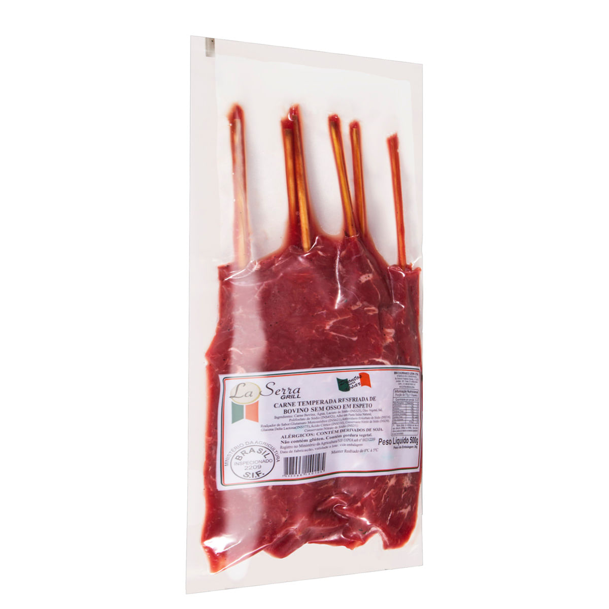 Espeto de Carne Bovina Temperada Carrefour 350g 5 Unidades