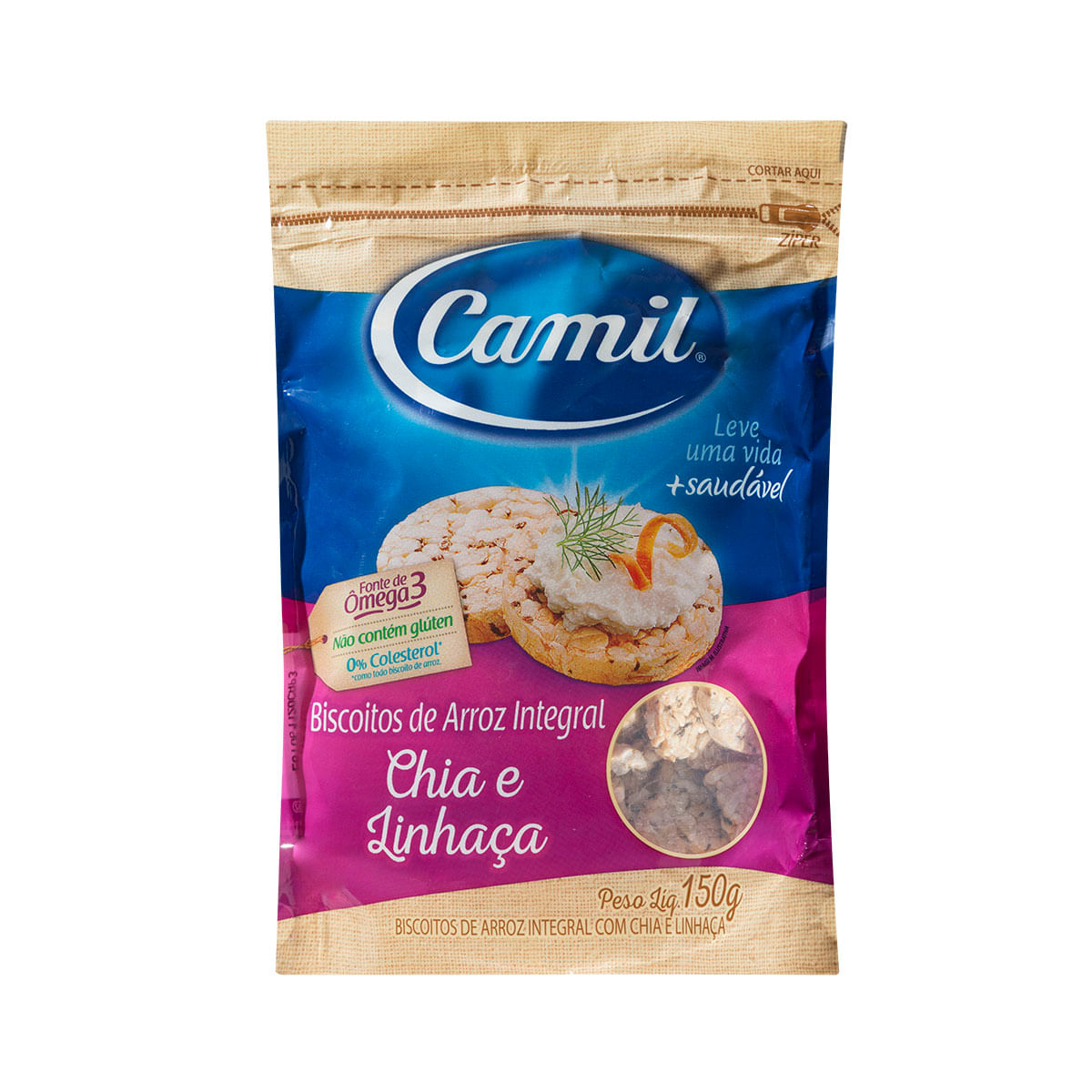 Biscoito de Arroz com Chia e Linhaça Camil 150g