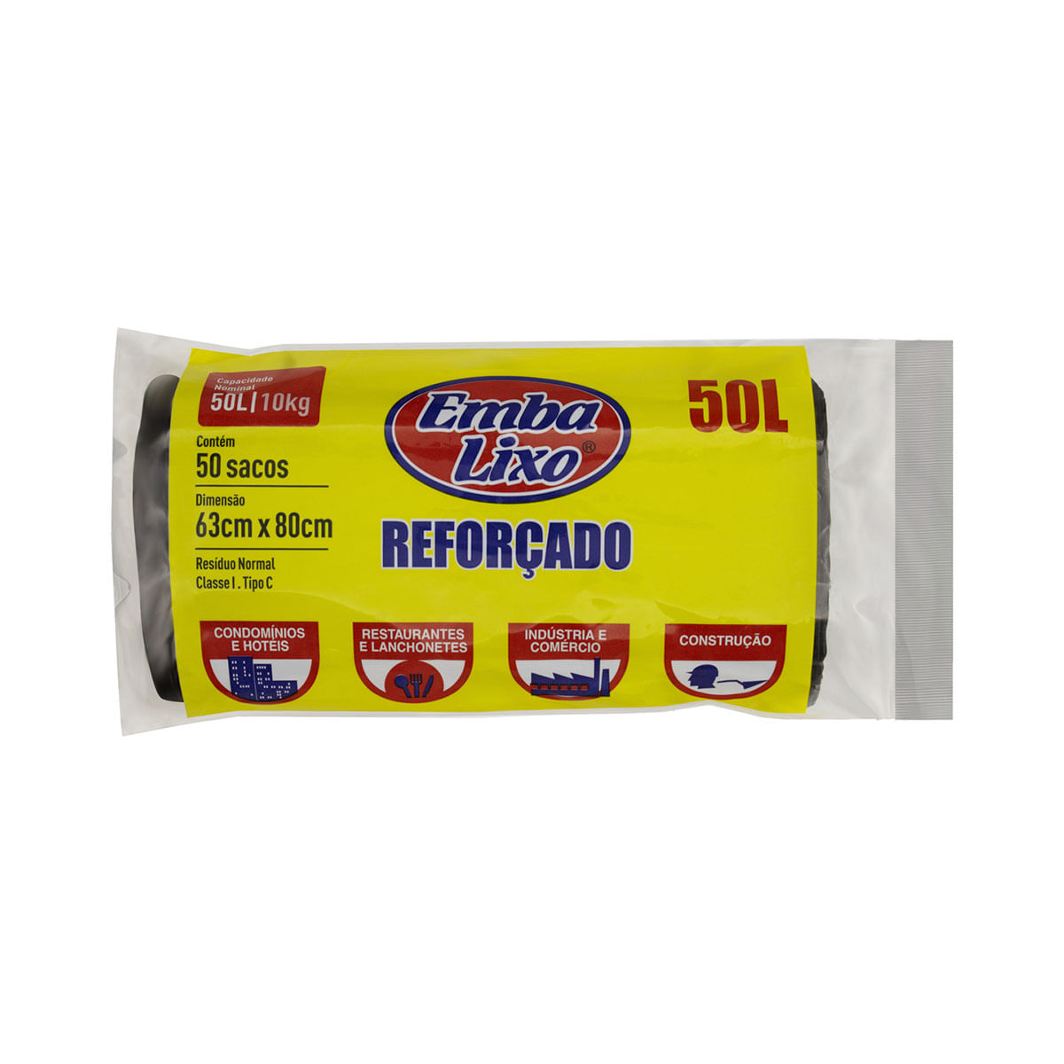 Saco Plástico para Lixo Reforçado 50l Embalixo 50 Unidades