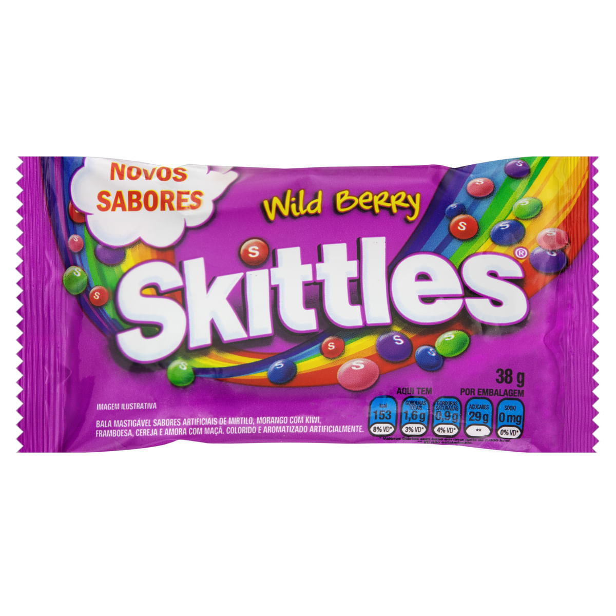 Bala de Frutas SKITTLES 38g - Sabor Wild Berry